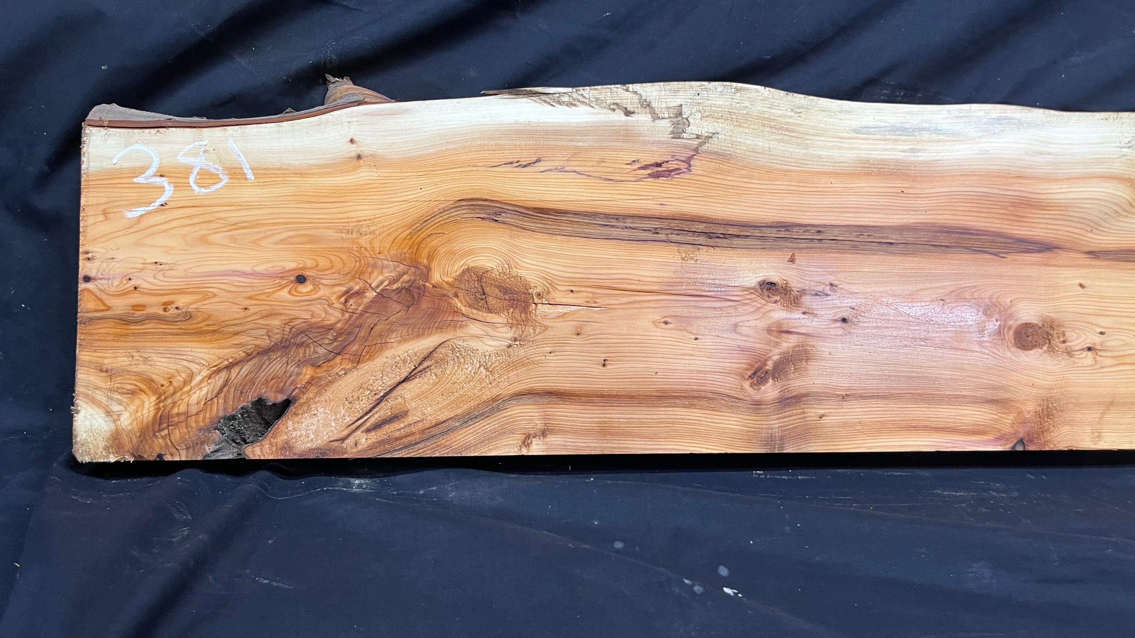 Hardwood yew, mantle piece, slab, board, shelf 1076 L x 242 W x 45 D mm    (381)