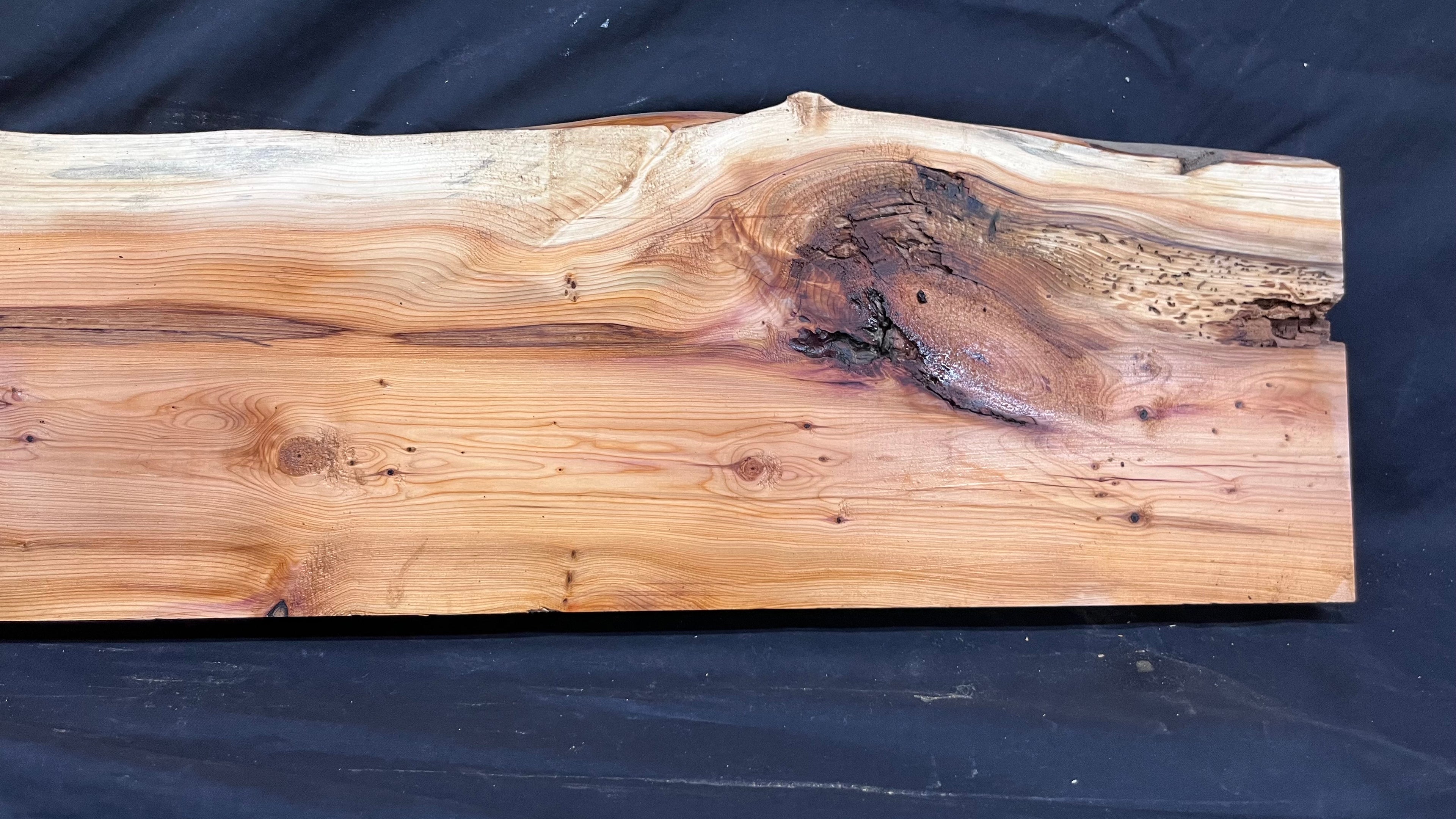 Hardwood yew, mantle piece, slab, board, shelf 1076 L x 242 W x 45 D mm    (381)