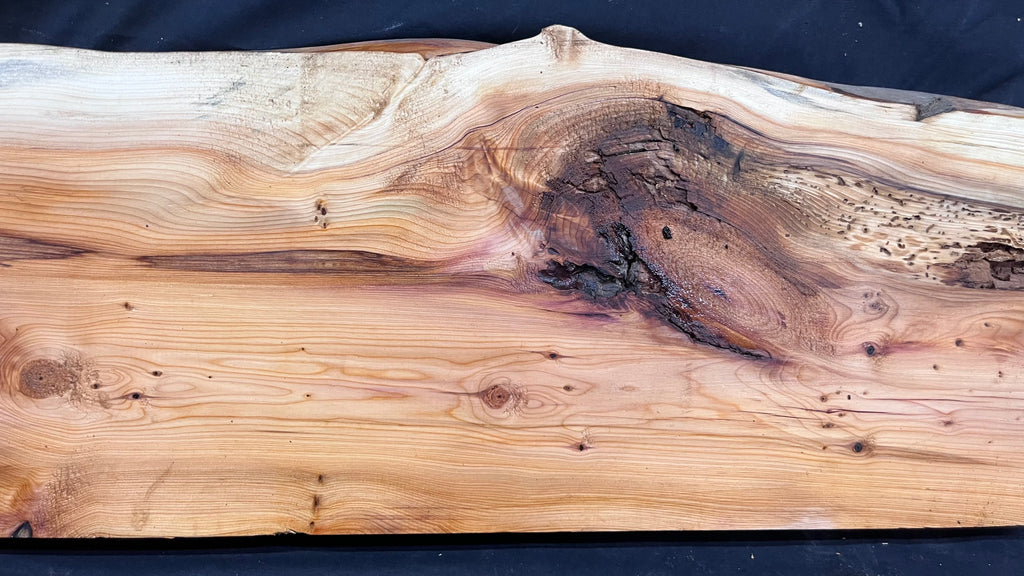 Hardwood yew, mantle piece, slab, board, shelf 1076 L x 242 W x 45 D mm    (381)