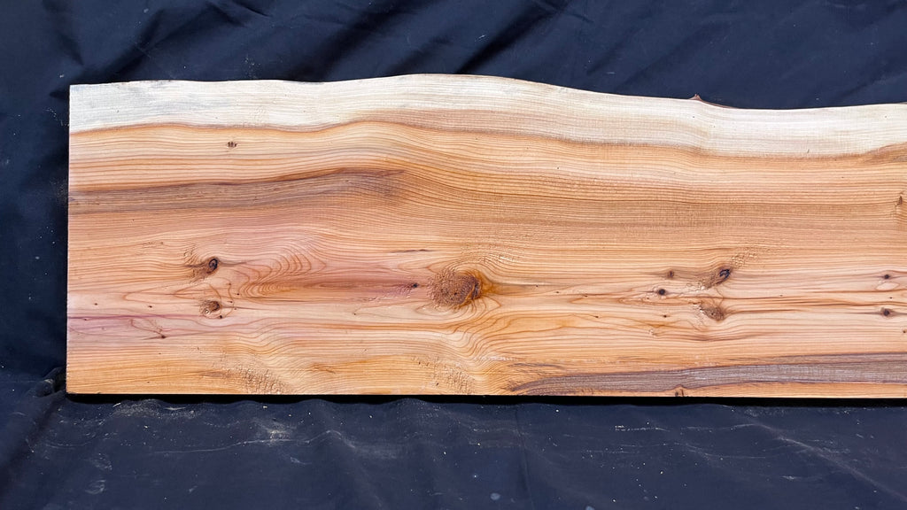 Hardwood yew, mantle piece, slab, board, shelf 1076 L x 242 W x 45 D mm    (381)