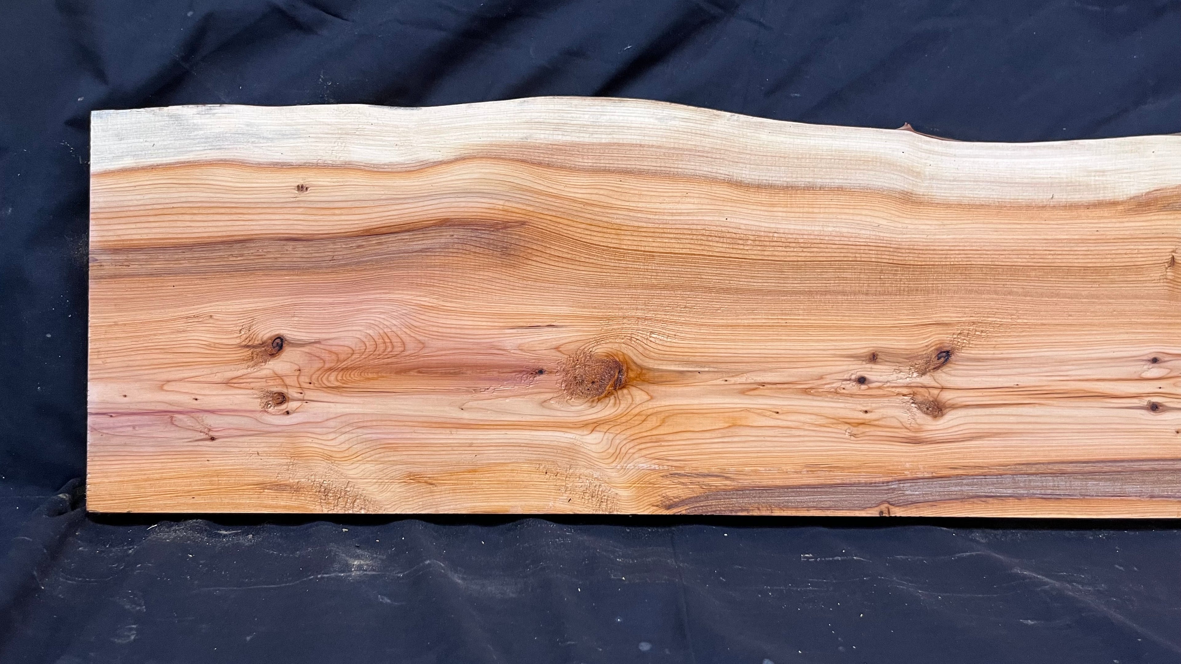 Hardwood yew, mantle piece, slab, board, shelf 1076 L x 242 W x 45 D mm    (381)
