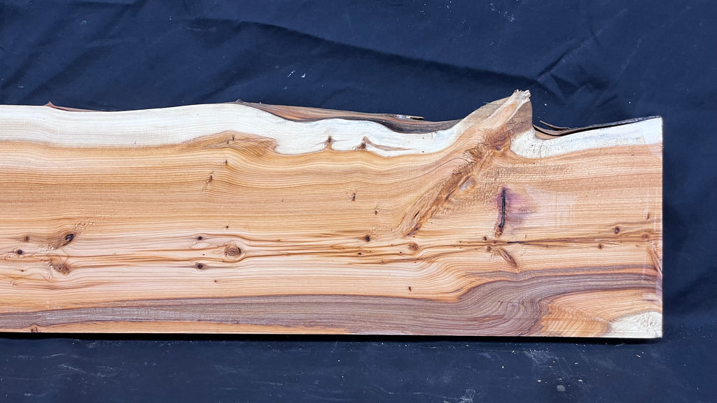 Hardwood yew, mantle piece, slab, board, shelf 1076 L x 242 W x 45 D mm    (381)