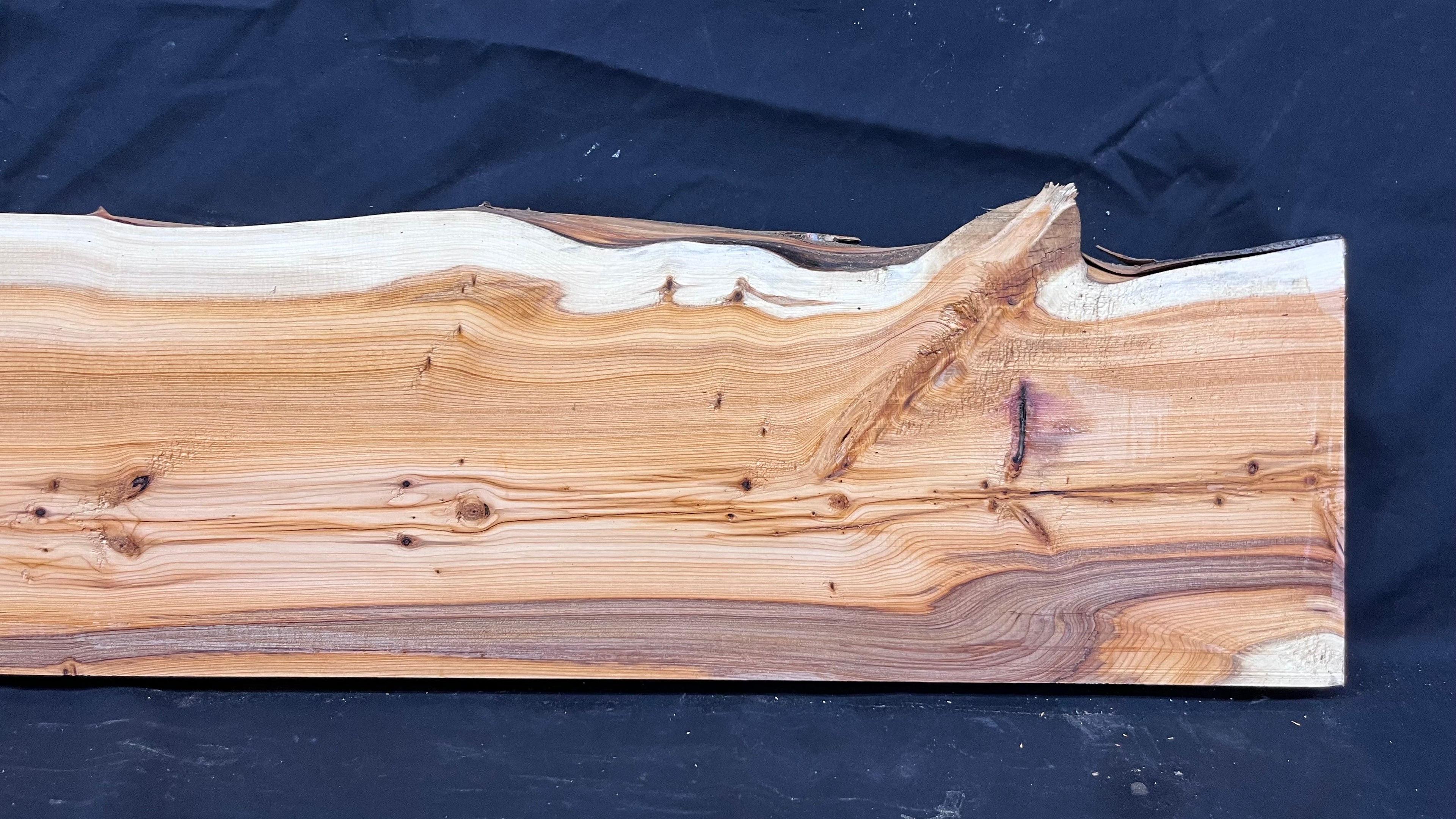 Hardwood yew, mantle piece, slab, board, shelf 1076 L x 242 W x 45 D mm    (381)