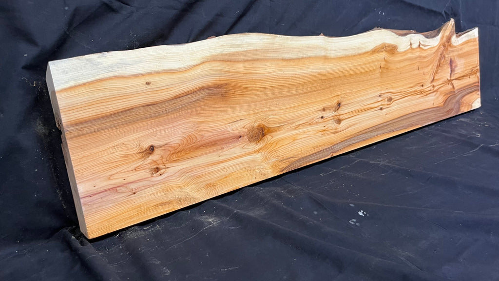 Hardwood yew, mantle piece, slab, board, shelf 1076 L x 242 W x 45 D mm    (381)