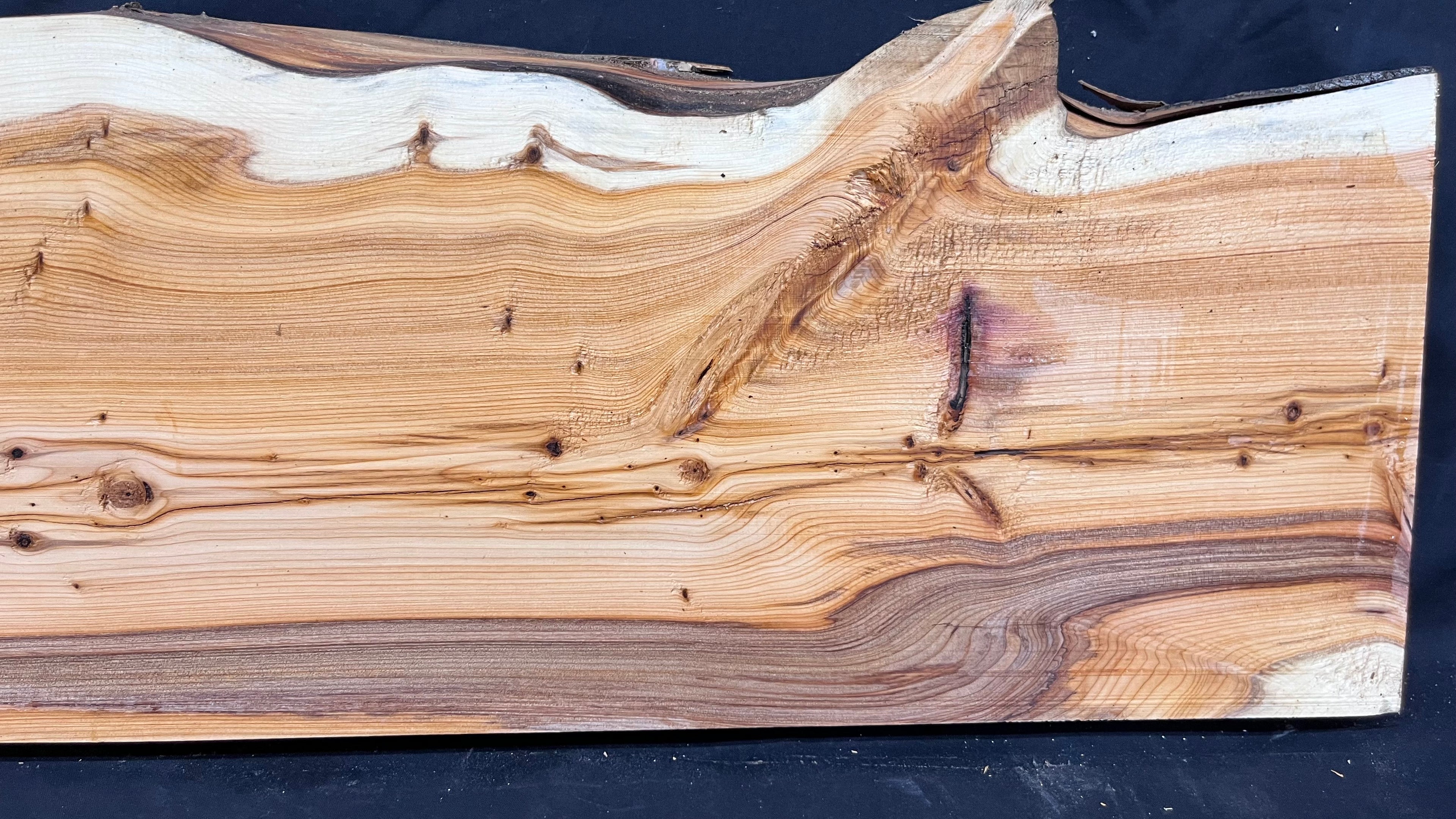 Hardwood yew, mantle piece, slab, board, shelf 1076 L x 242 W x 45 D mm    (381)