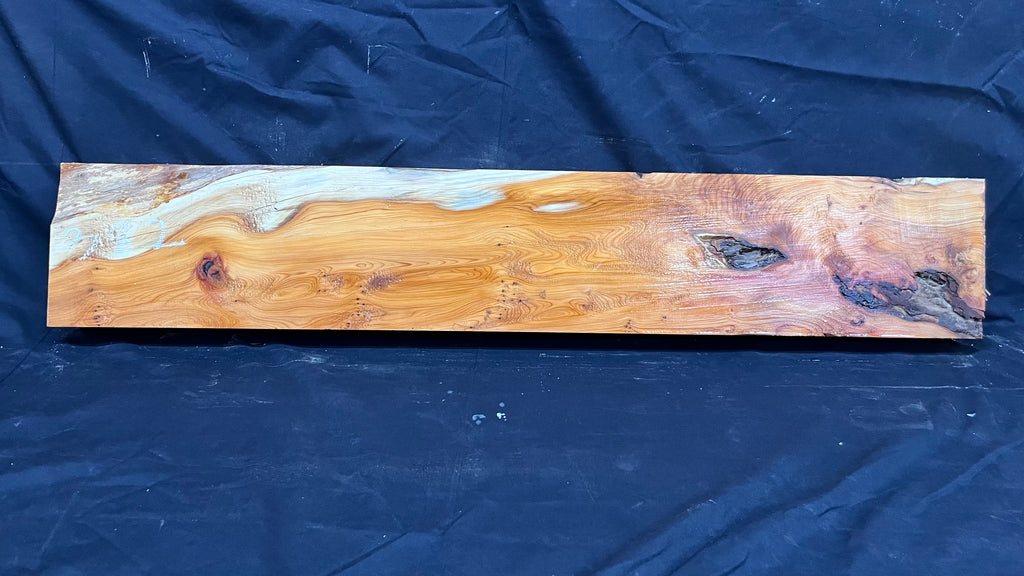 Hardwood yew, mantle piece, slab, board, shelf 1040 L x 181 W x 66 D mm    (382)