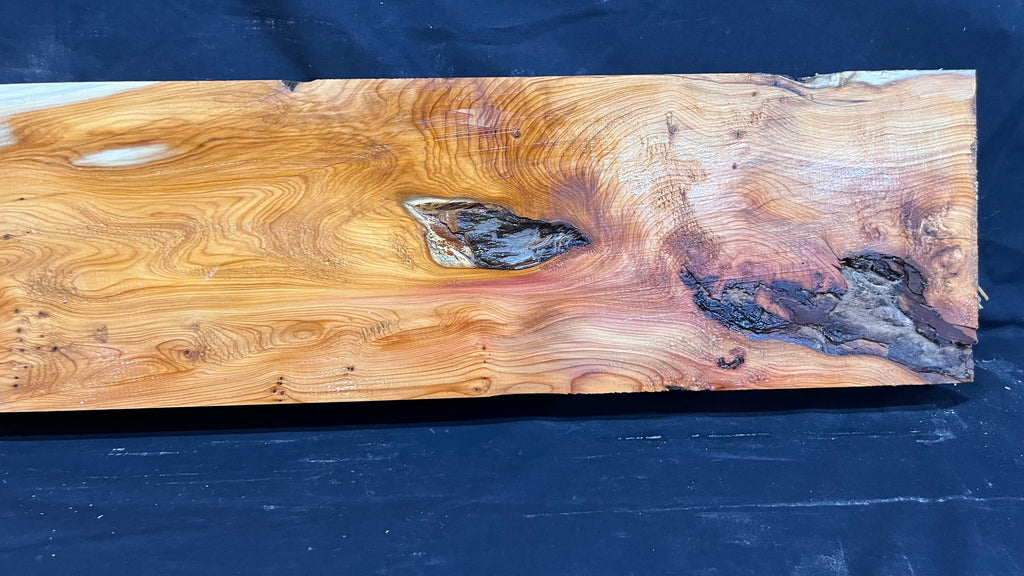 Hardwood yew, mantle piece, slab, board, shelf 1040 L x 181 W x 66 D mm    (382)