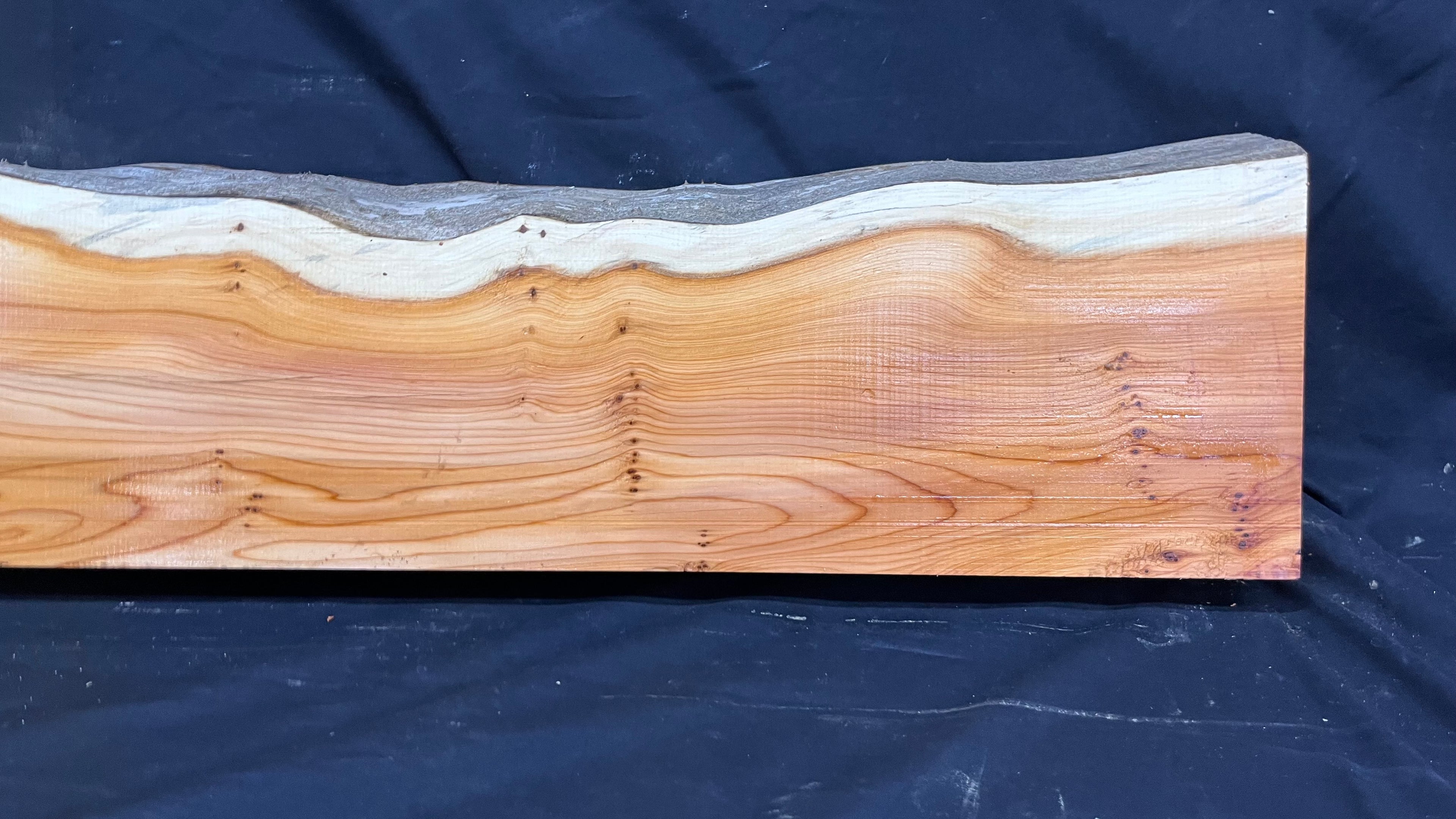 Hardwood yew, mantle piece, slab, board, shelf 1045 L x 215 W x 61 D mm    (383)