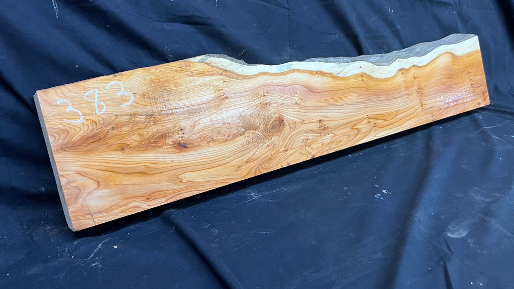 Hardwood yew, mantle piece, slab, board, shelf 1045 L x 215 W x 61 D mm    (383)