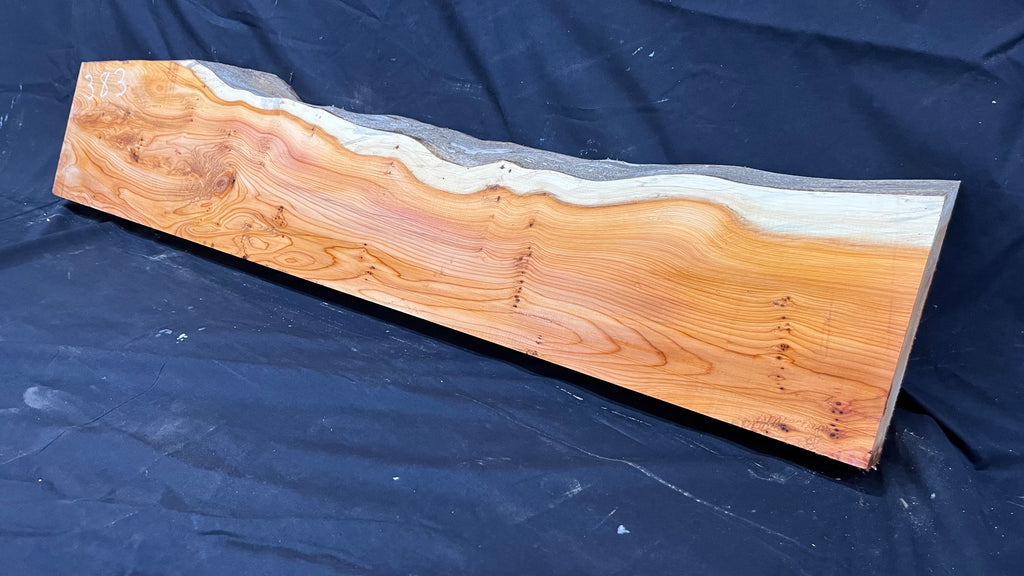 Hardwood yew, mantle piece, slab, board, shelf 1045 L x 215 W x 61 D mm    (383)
