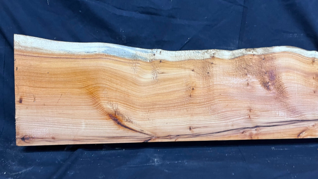Hardwood yew, mantle piece, slab, board, shelf 1045 L x 215 W x 61 D mm    (383)