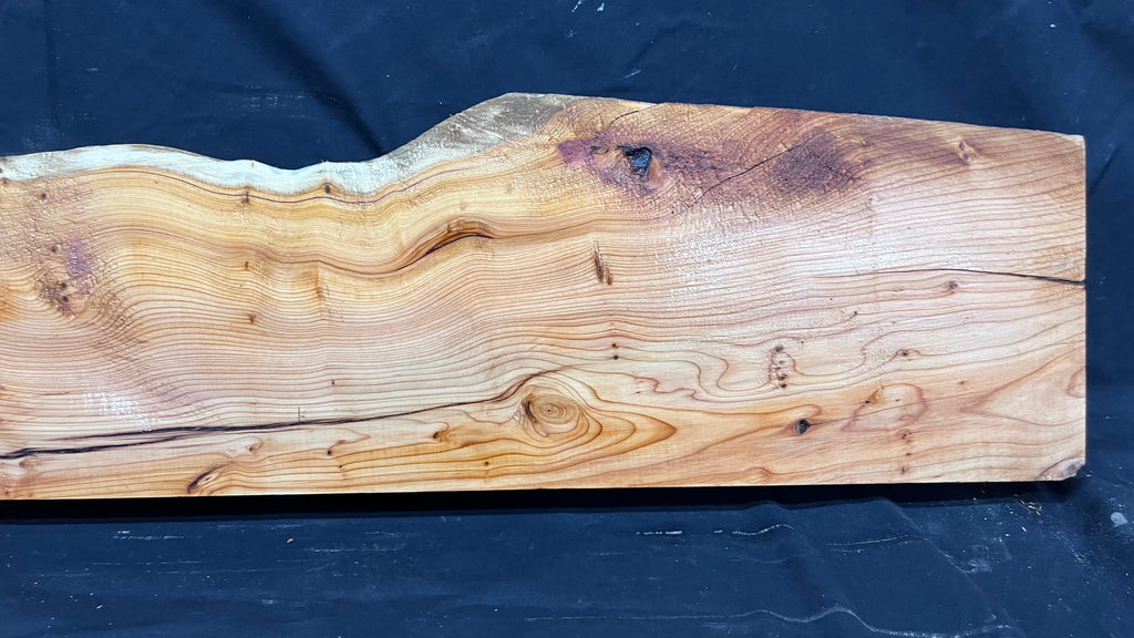 Hardwood yew, mantle piece, slab, board, shelf 1045 L x 215 W x 61 D mm    (383)