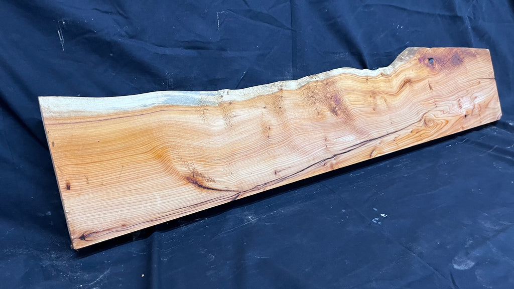 Hardwood yew, mantle piece, slab, board, shelf 1045 L x 215 W x 61 D mm    (383)