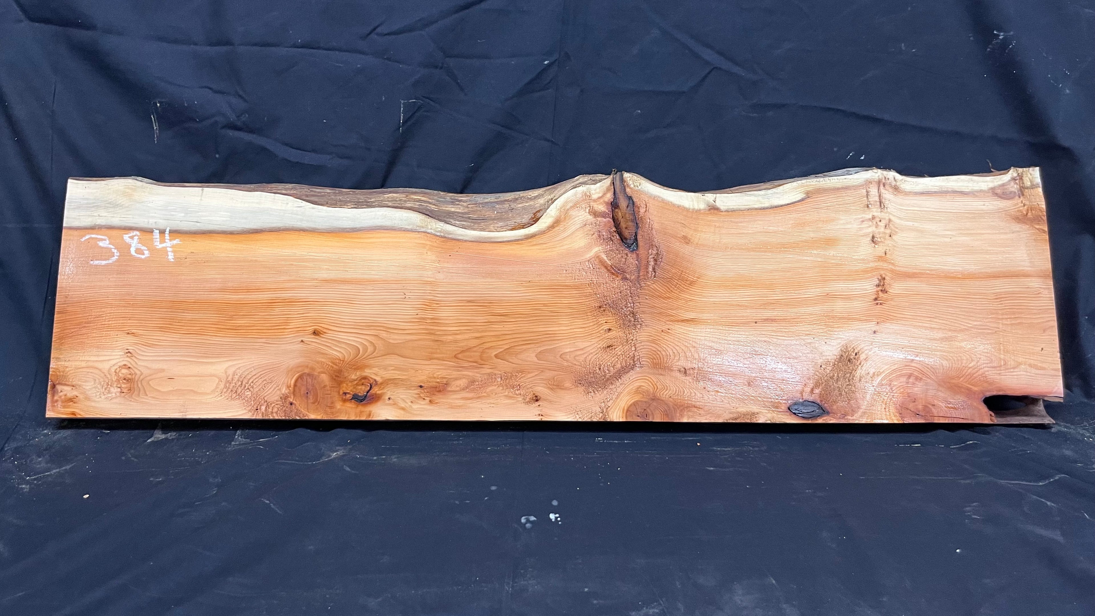Hardwood yew, mantle piece, slab, board, shelf 992 L x 269 W x 34 D mm    (384)