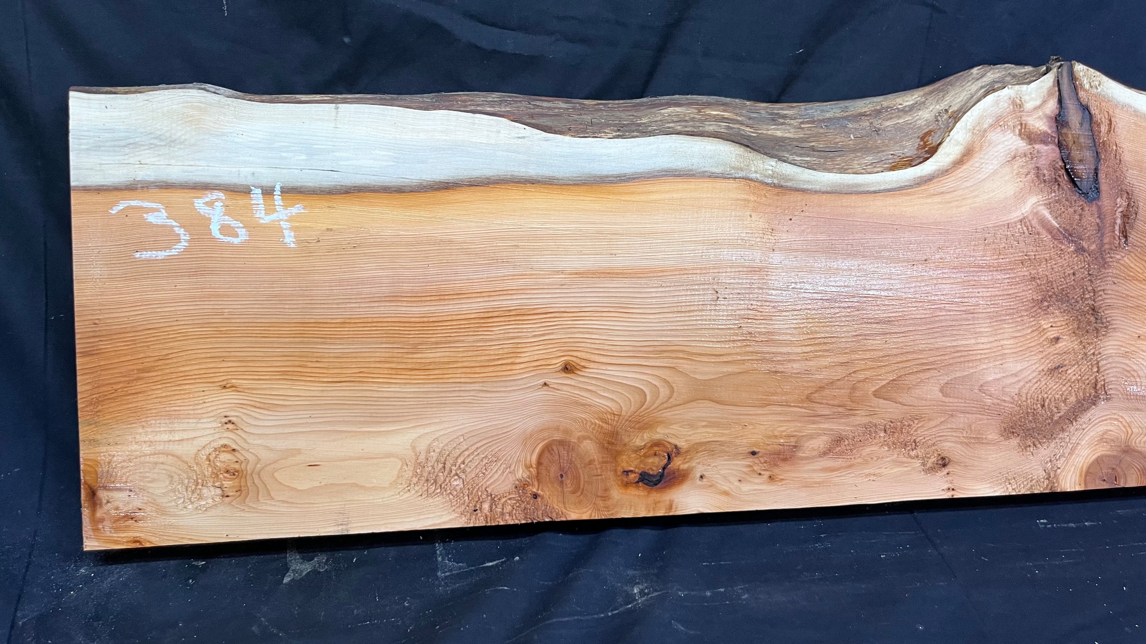 Hardwood yew, mantle piece, slab, board, shelf 992 L x 269 W x 34 D mm    (384)