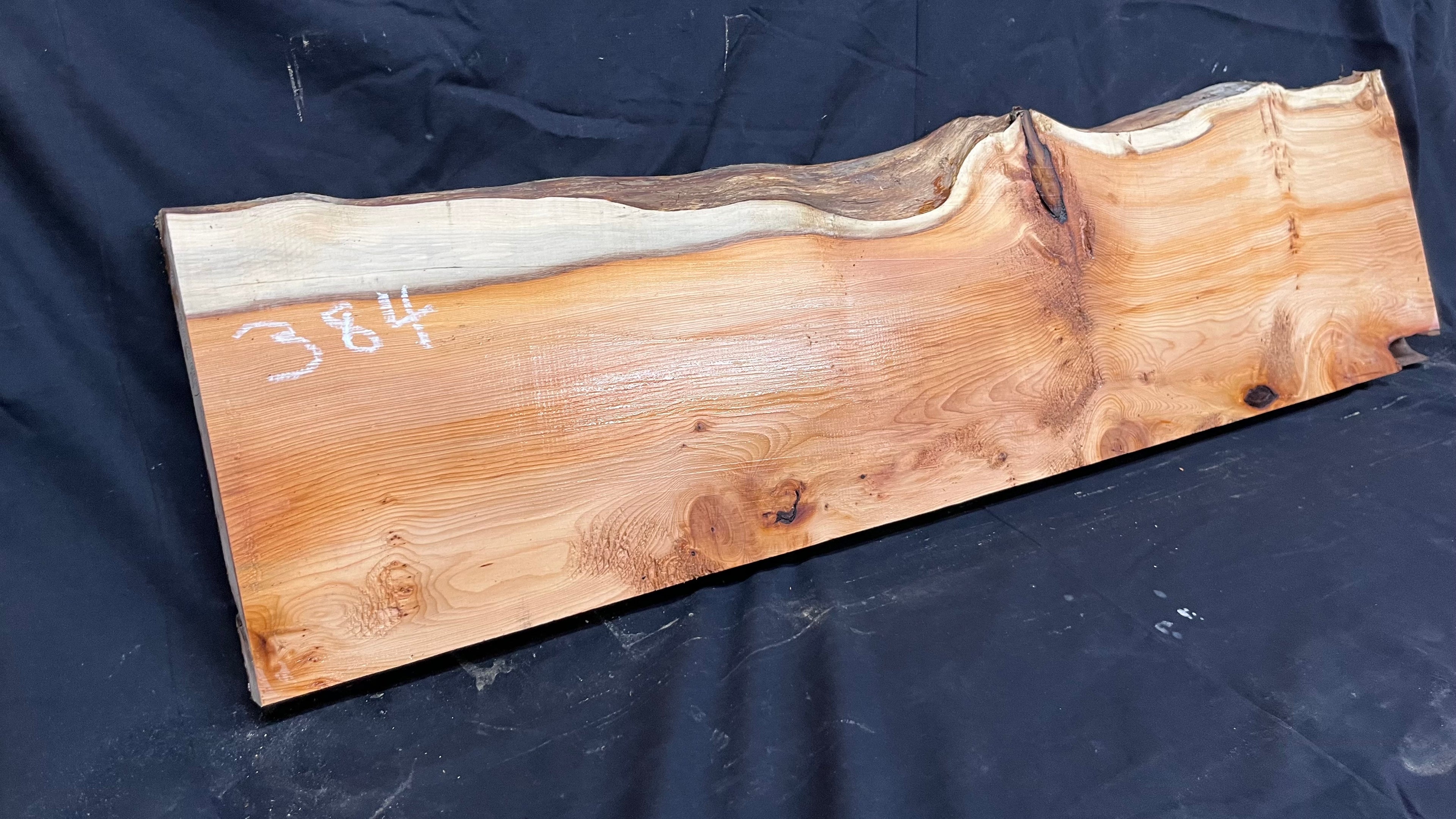 Hardwood yew, mantle piece, slab, board, shelf 992 L x 269 W x 34 D mm    (384)
