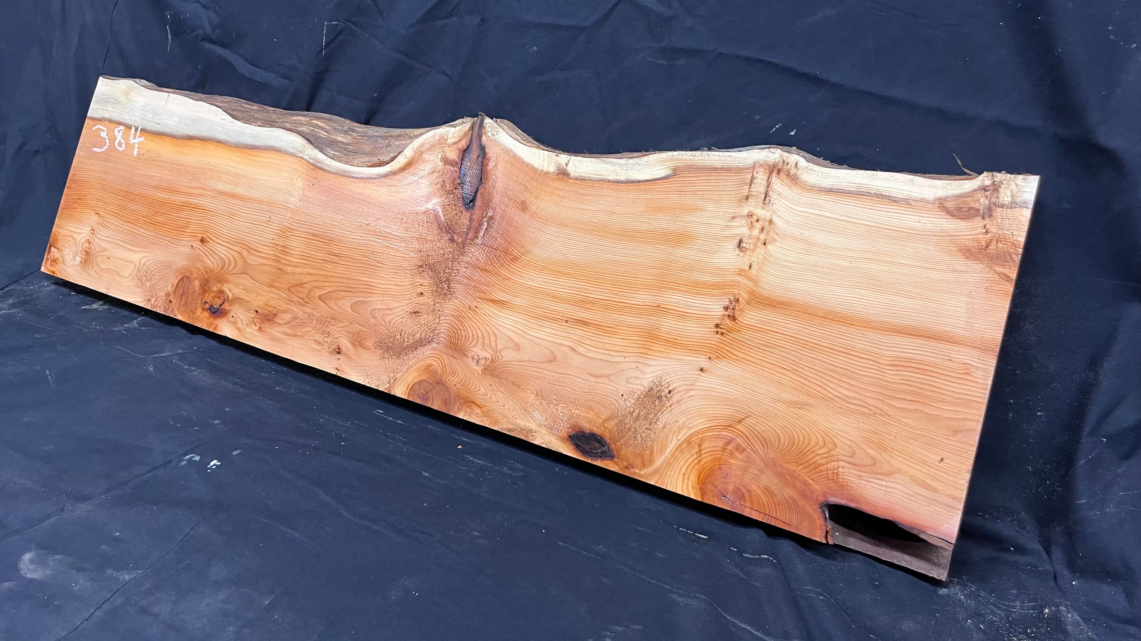 Hardwood yew, mantle piece, slab, board, shelf 992 L x 269 W x 34 D mm    (384)