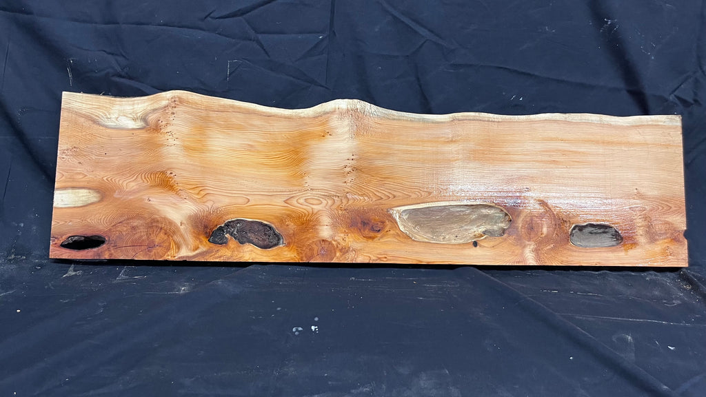 Hardwood yew, mantle piece, slab, board, shelf 992 L x 269 W x 34 D mm    (384)