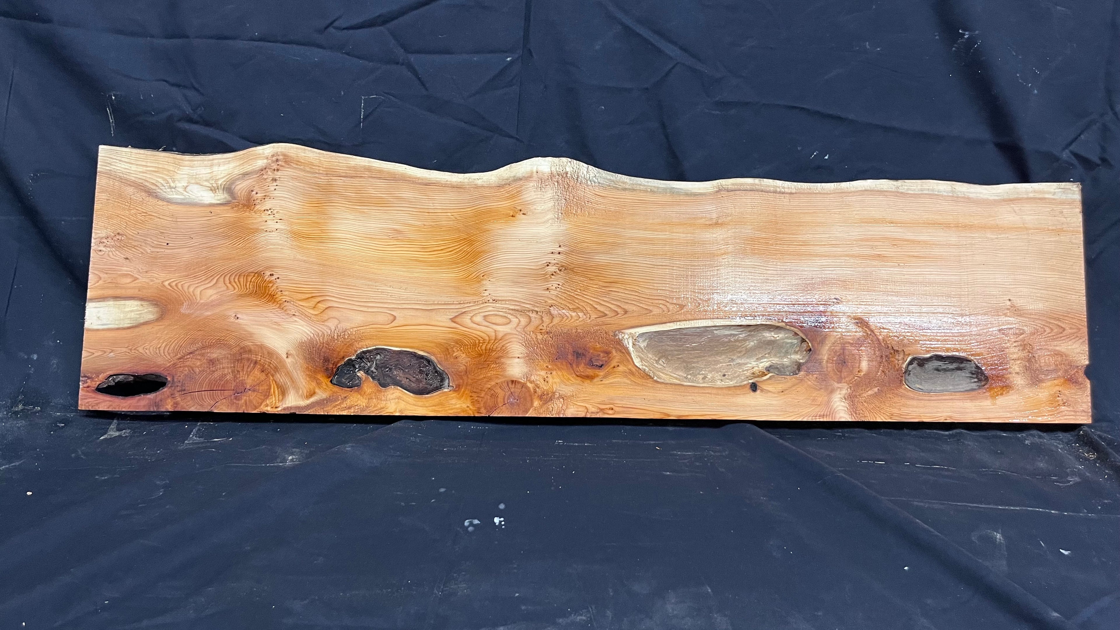 Hardwood yew, mantle piece, slab, board, shelf 992 L x 269 W x 34 D mm    (384)