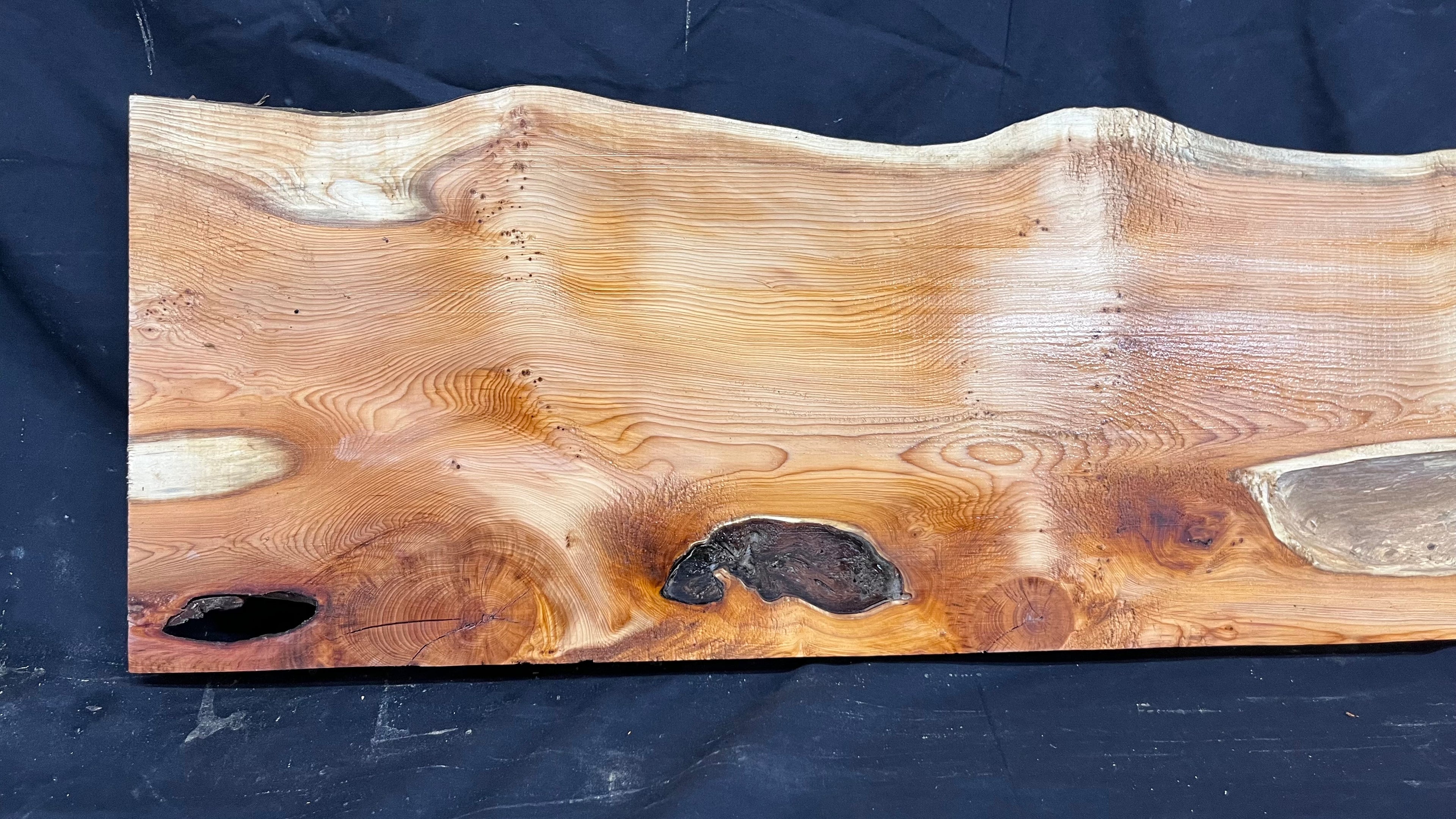 Hardwood yew, mantle piece, slab, board, shelf 992 L x 269 W x 34 D mm    (384)