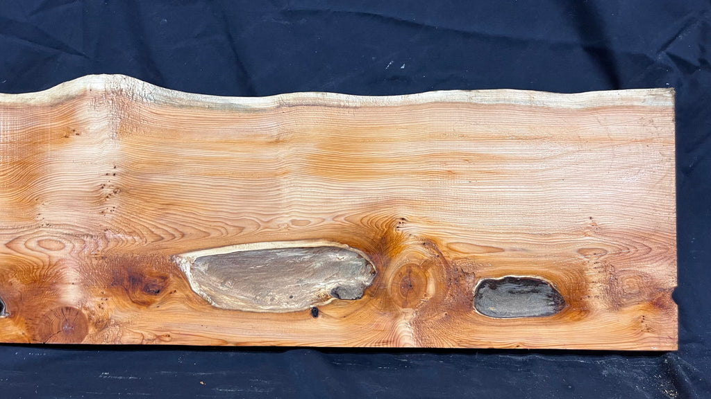Hardwood yew, mantle piece, slab, board, shelf 992 L x 269 W x 34 D mm    (384)