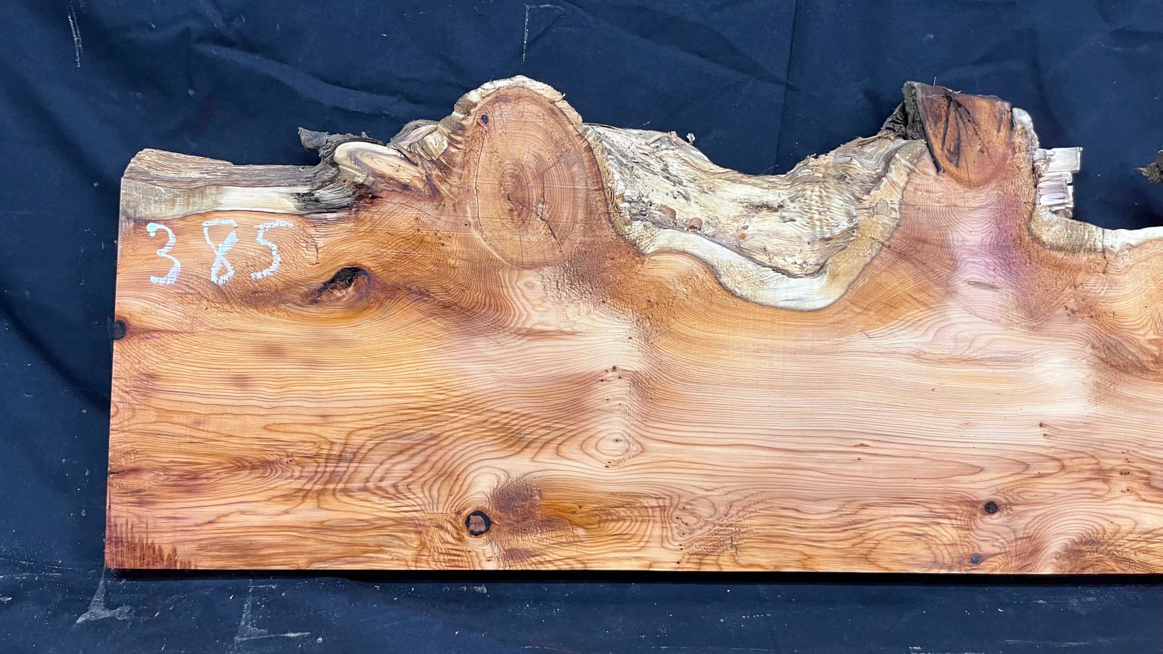 Hardwood yew, mantle piece, slab, board, shelf 940 L x 300 W x 35 D mm    (385)