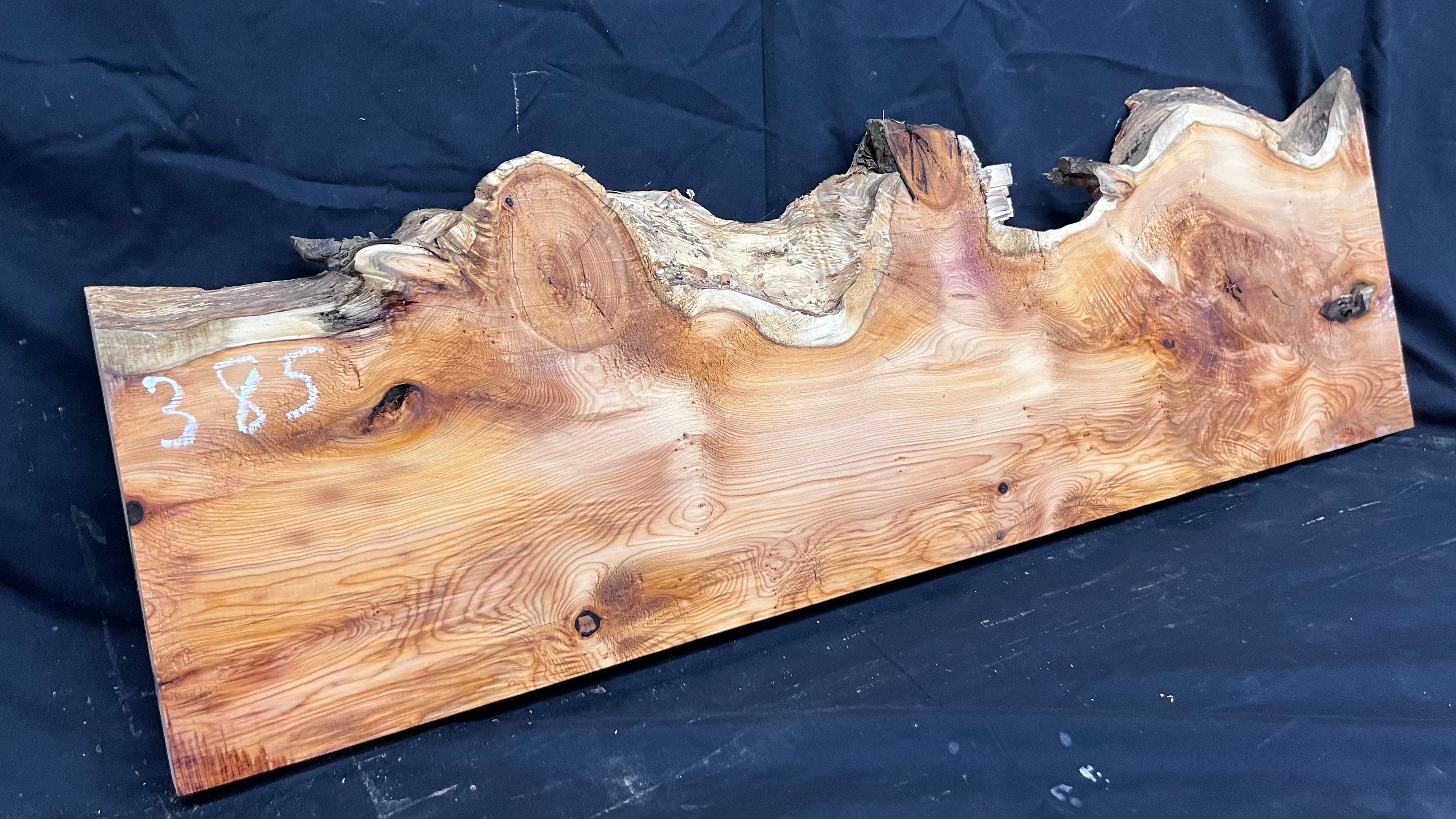 Hardwood yew, mantle piece, slab, board, shelf 940 L x 300 W x 35 D mm    (385)