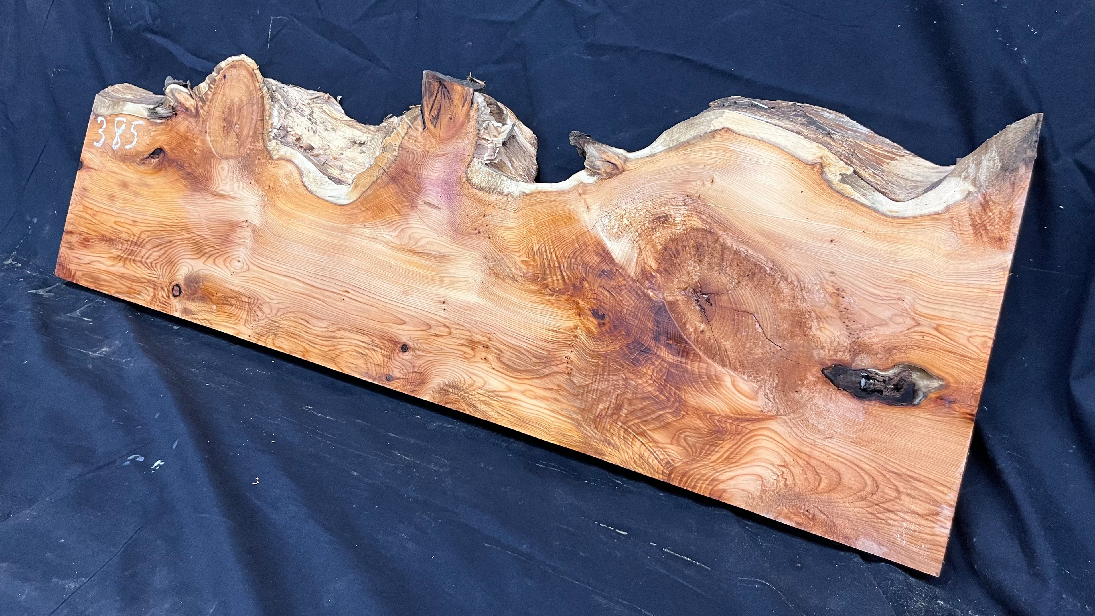 Hardwood yew, mantle piece, slab, board, shelf 940 L x 300 W x 35 D mm    (385)