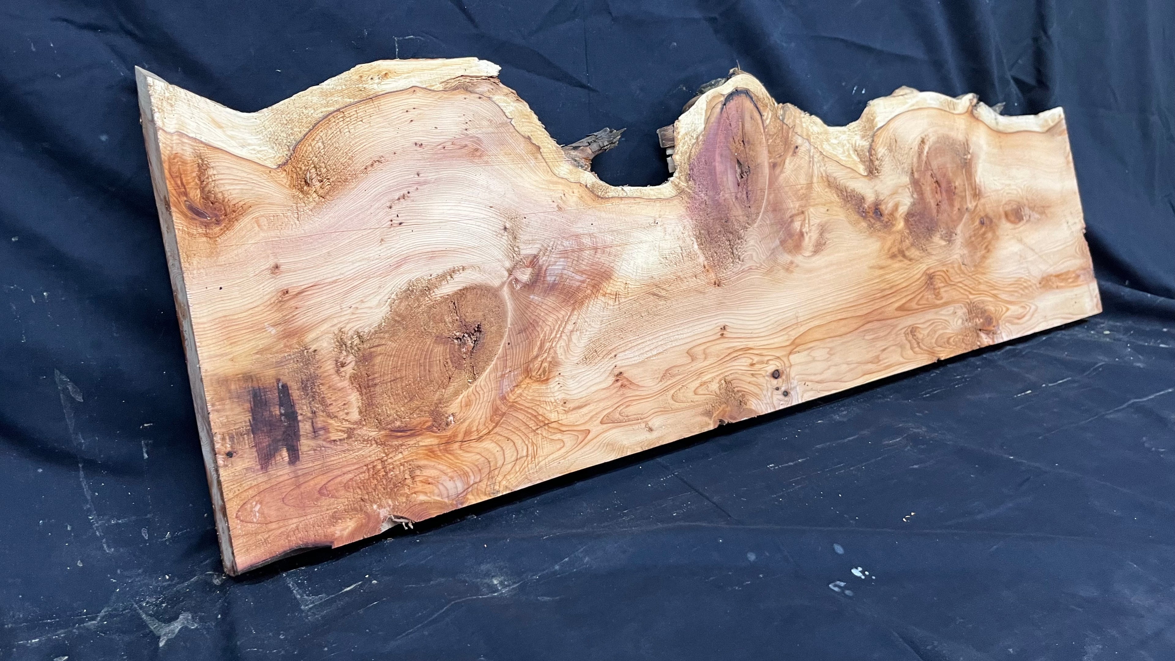 Hardwood yew, mantle piece, slab, board, shelf 940 L x 300 W x 35 D mm    (385)