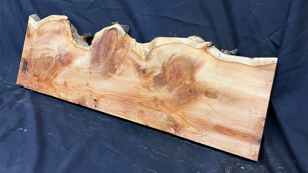 Hardwood yew, mantle piece, slab, board, shelf 940 L x 300 W x 35 D mm    (385)