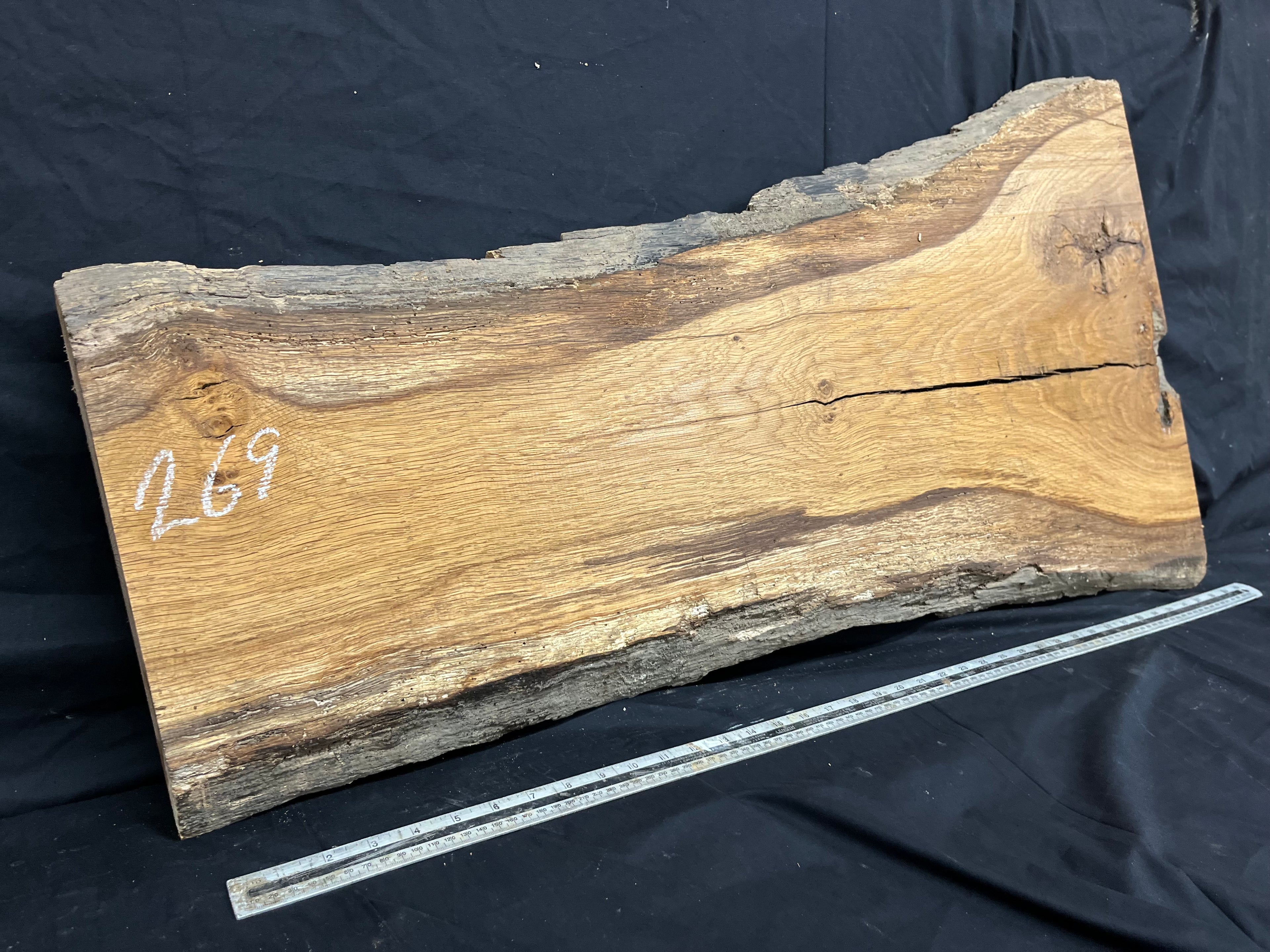 Oak,plank, platter, mantle, floating shelf  1001 L x 520 W x 38 D mm (269)