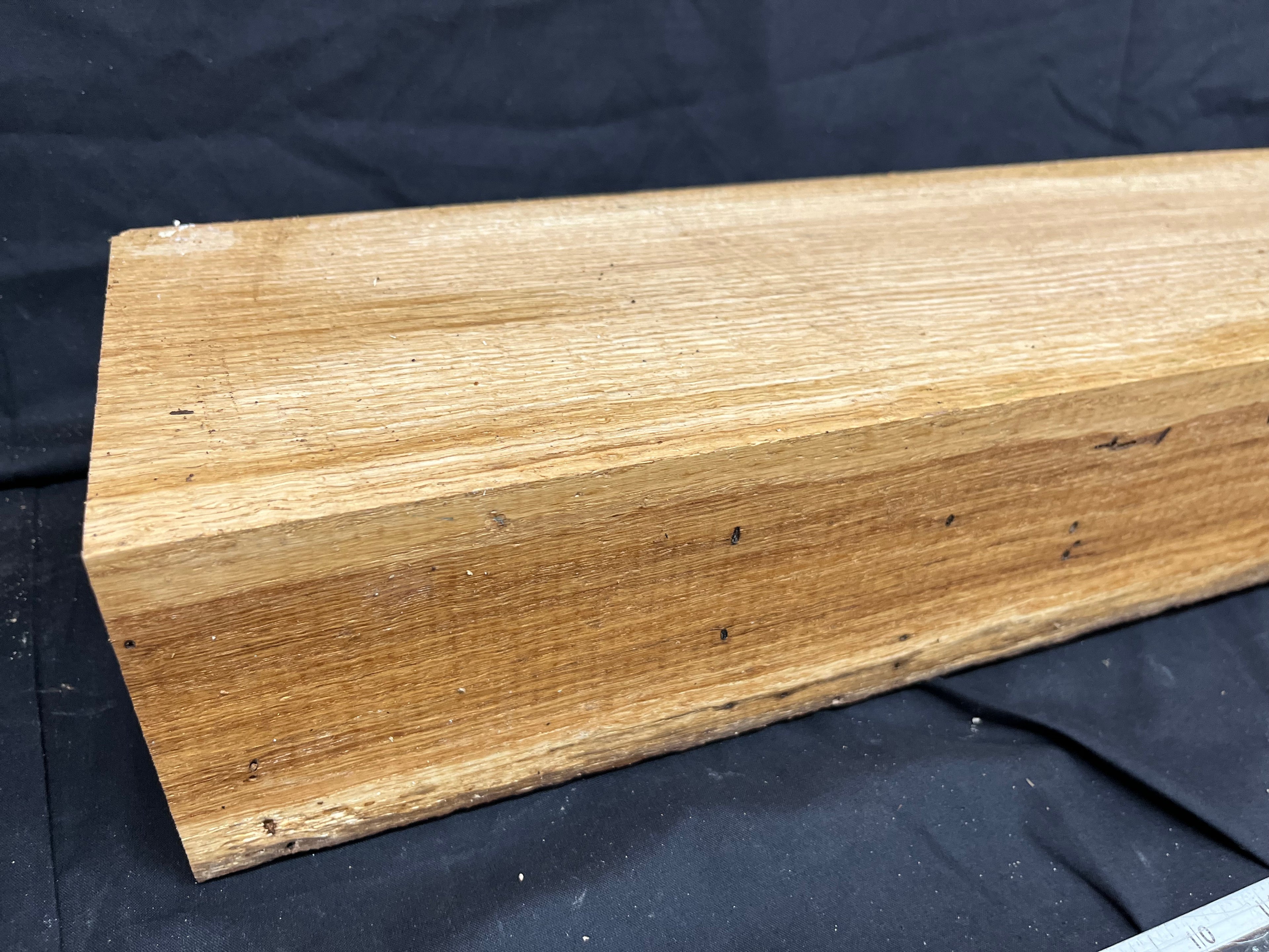 Green oak block, plinth, mantle, floating shelf, 679 L x 112 W x 143 D mm (271)