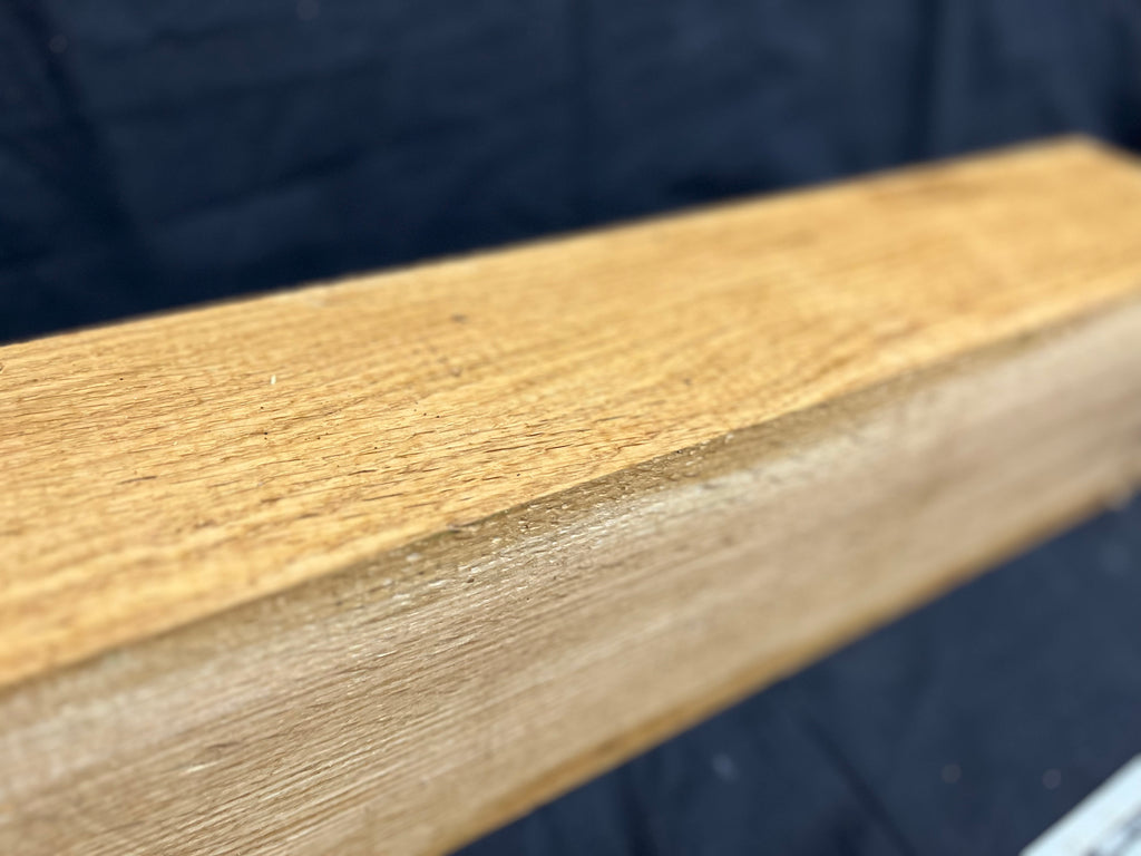 Green oak block, plinth, mantle, floating shelf, 679 L x 112 W x 143 D mm (271)