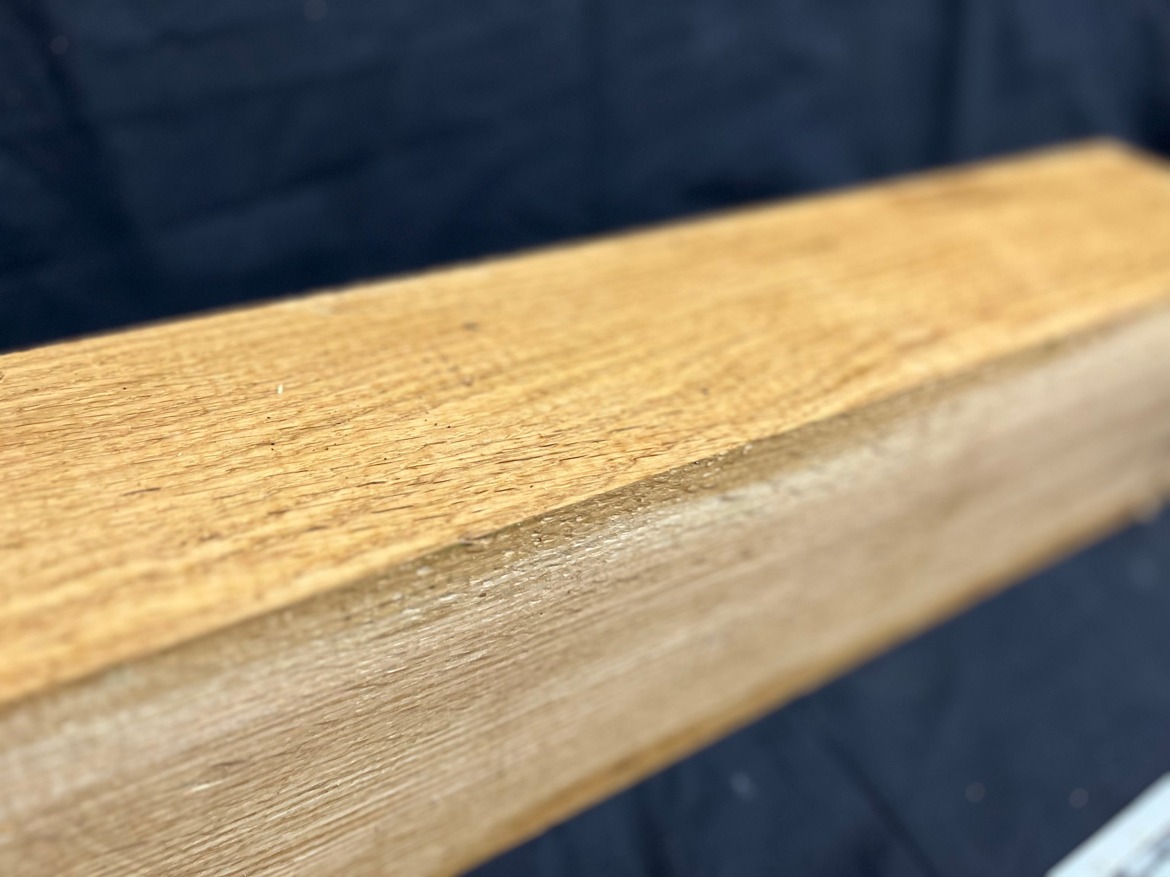 Green oak block, plinth, mantle, floating shelf, 679 L x 112 W x 143 D mm (271)
