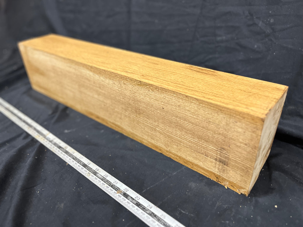 Green oak block, plinth, mantle, floating shelf, 679 L x 112 W x 143 D mm (271)
