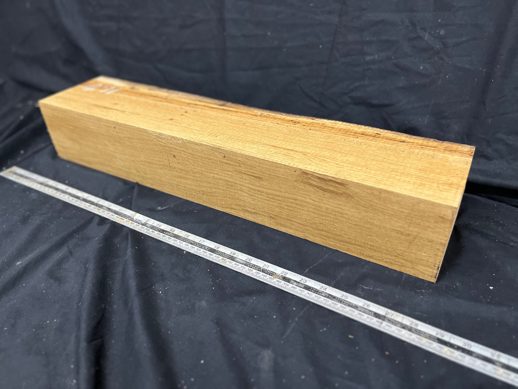 Green oak block, plinth, mantle, floating shelf, 679 L x 112 W x 143 D mm (271)
