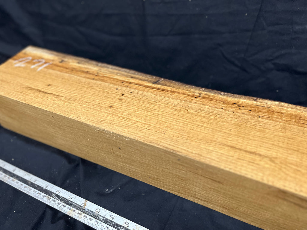 Green oak block, plinth, mantle, floating shelf, 679 L x 112 W x 143 D mm (271)