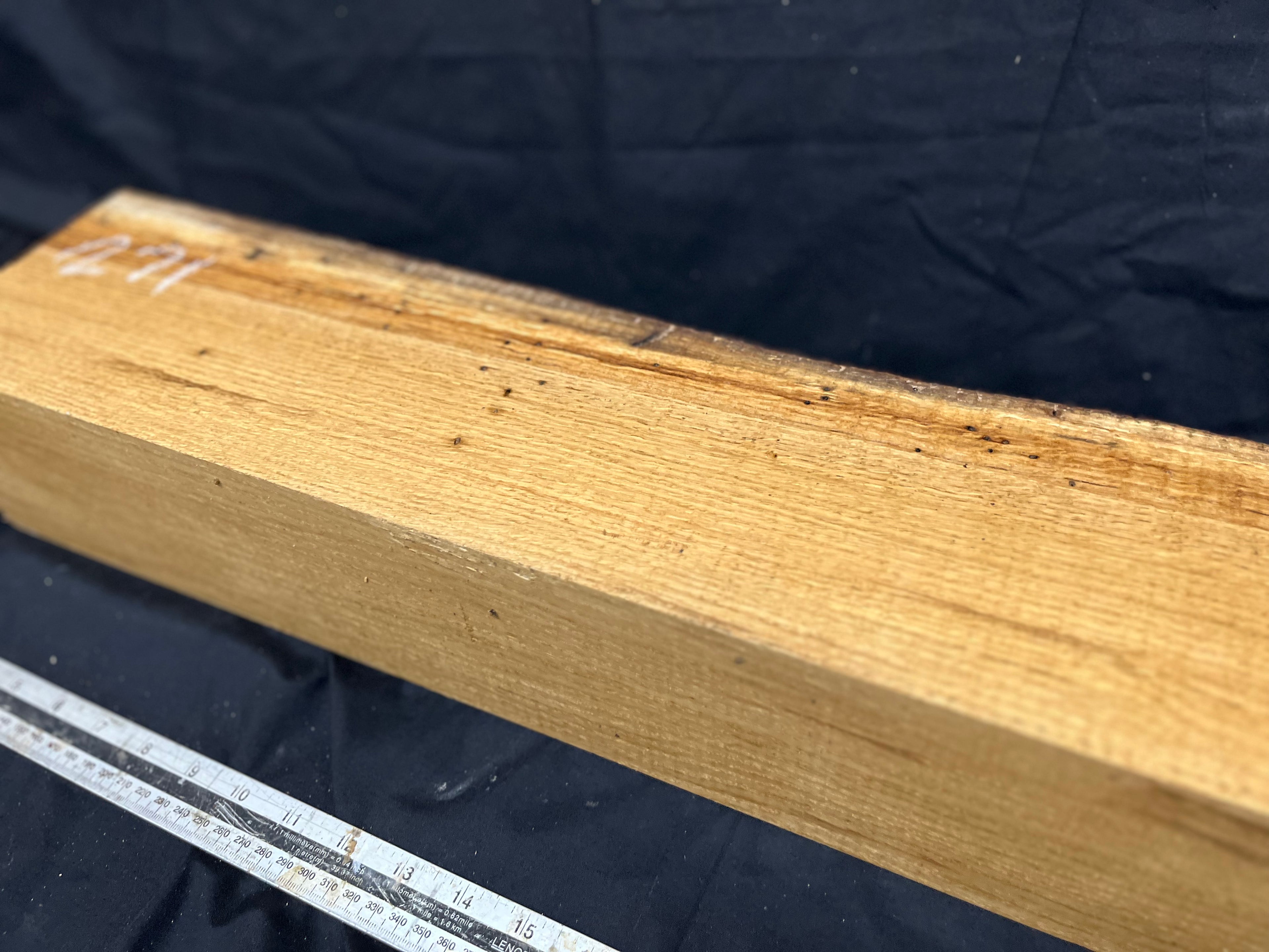 Green oak block, plinth, mantle, floating shelf, 679 L x 112 W x 143 D mm (271)