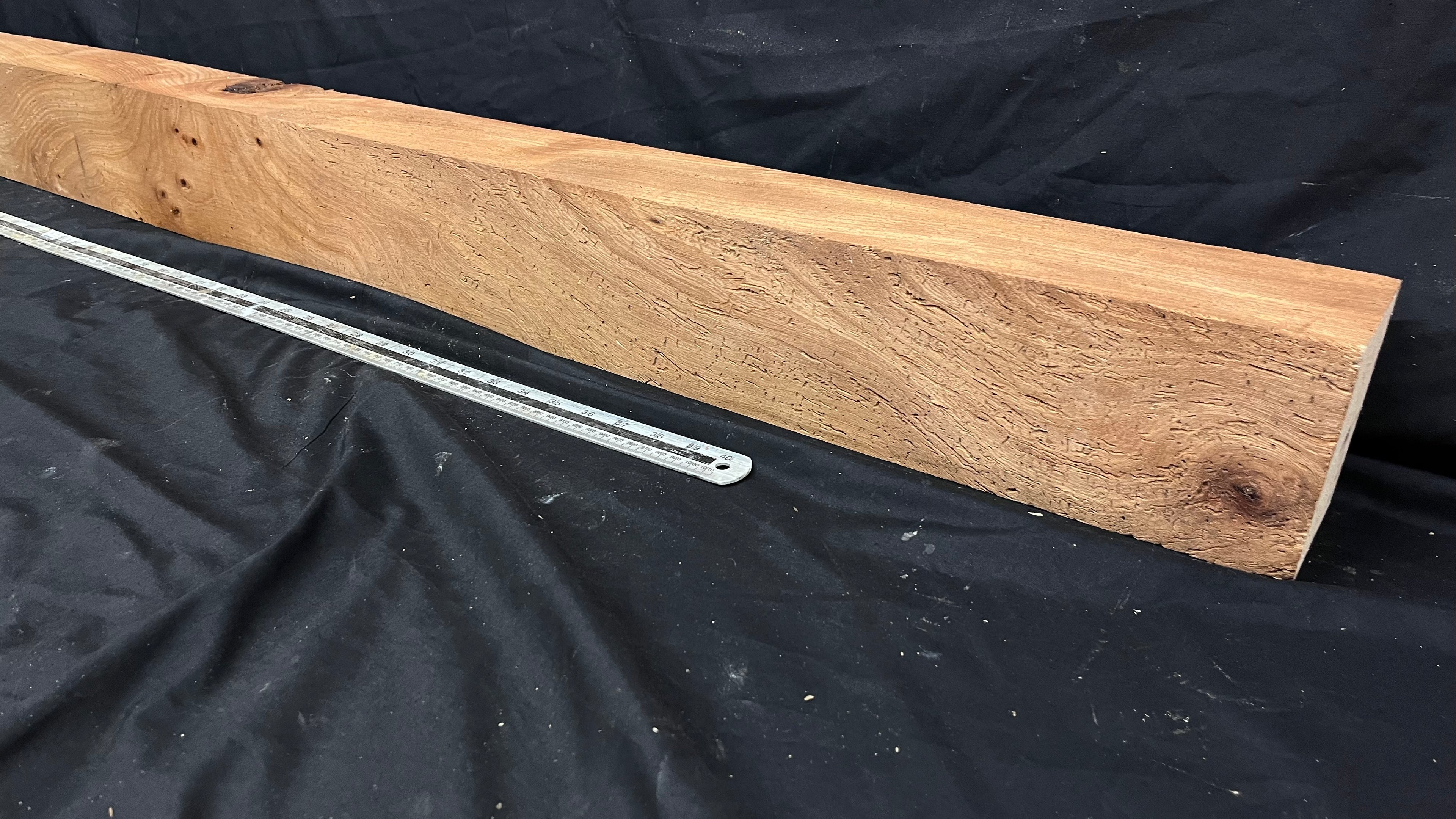 Reclaimed elm mantle, beam, board, plank, 1590 L x 117 W x 90 D mm    (280)