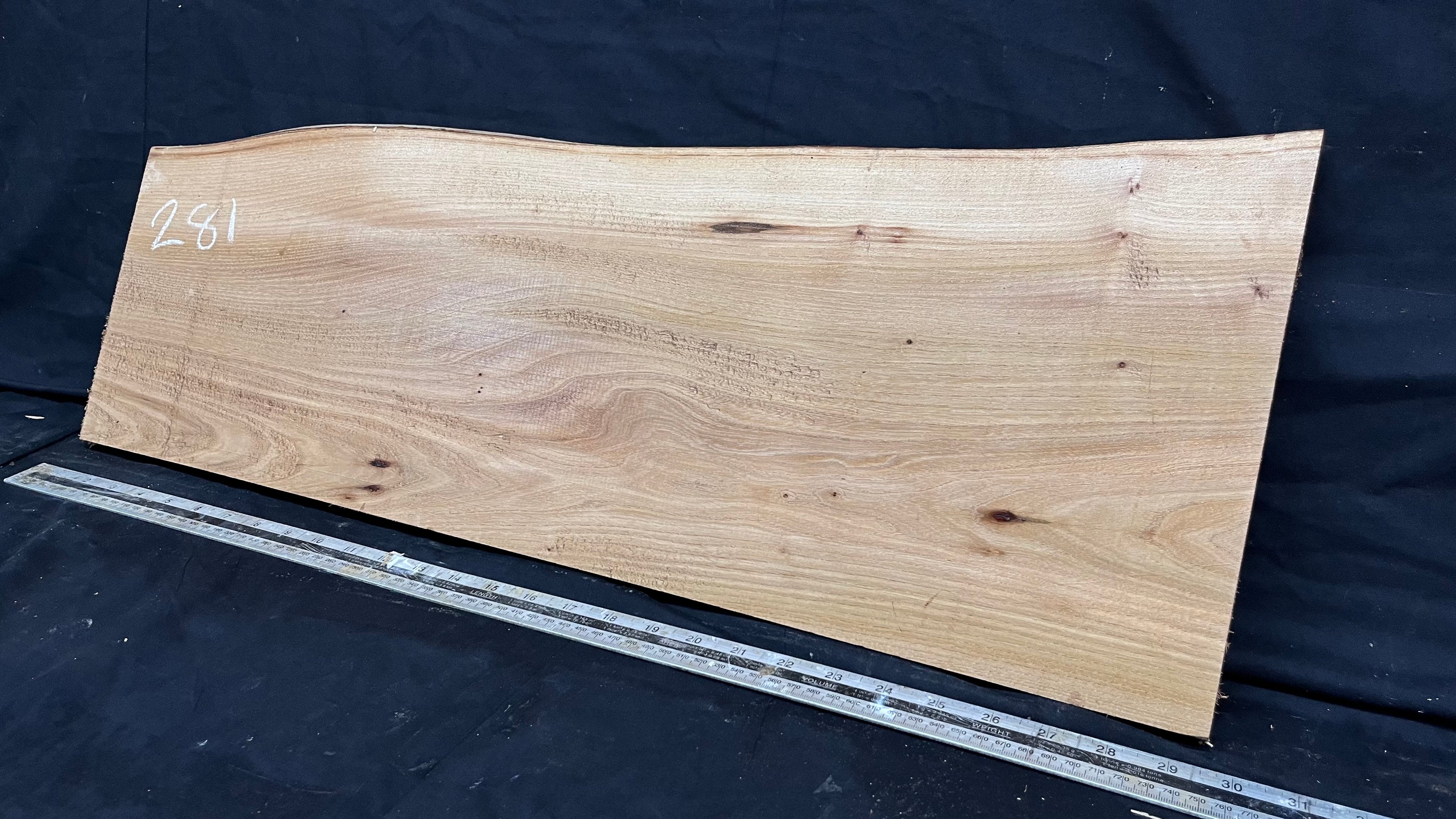 Wych elm sill, shelf,board, plank, 744 L x 275 W x 22 D mm    (281)