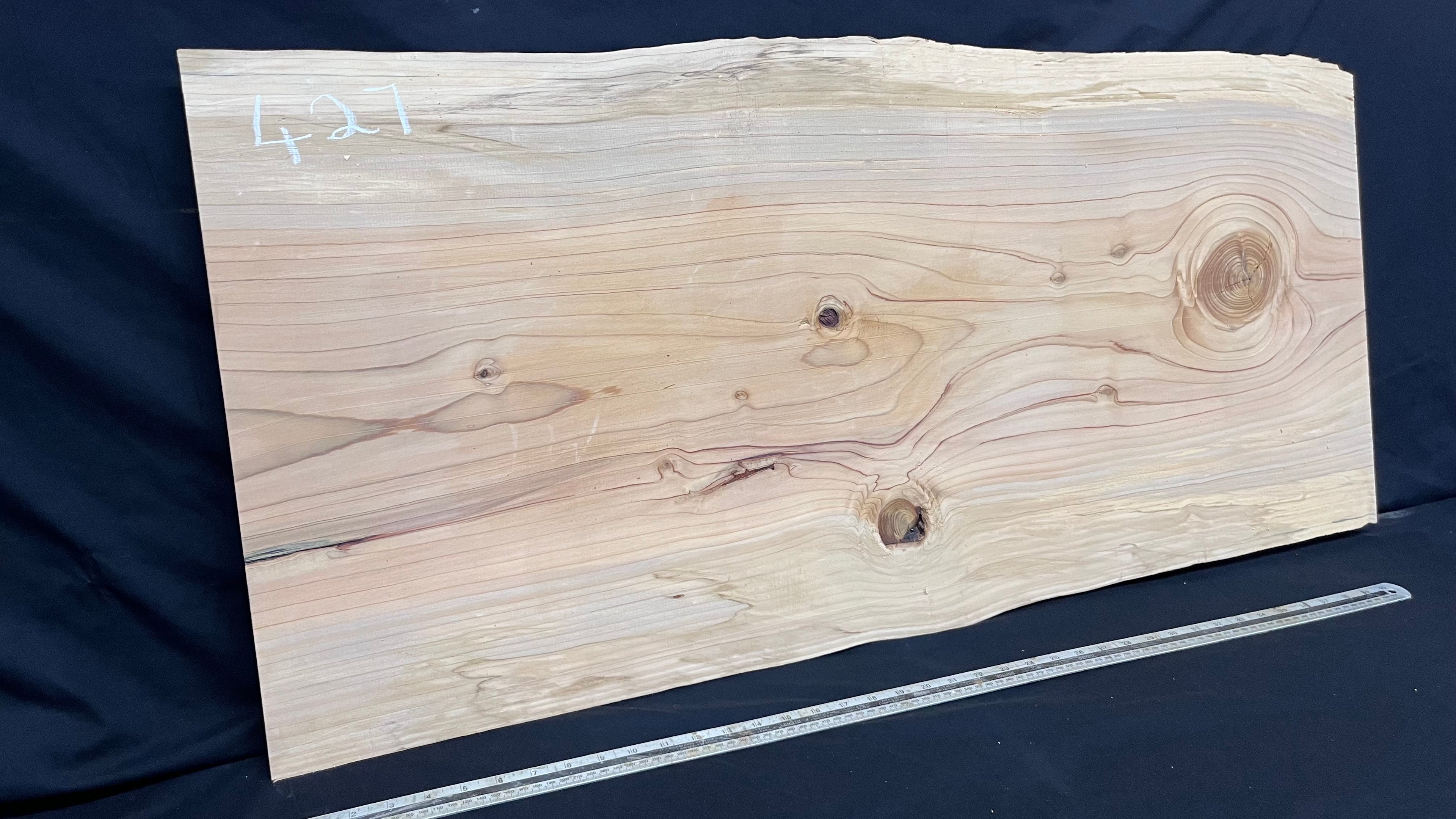 Cedar plank, timber, board. 1109 L x 533 W x 27 D mm  (427mf)