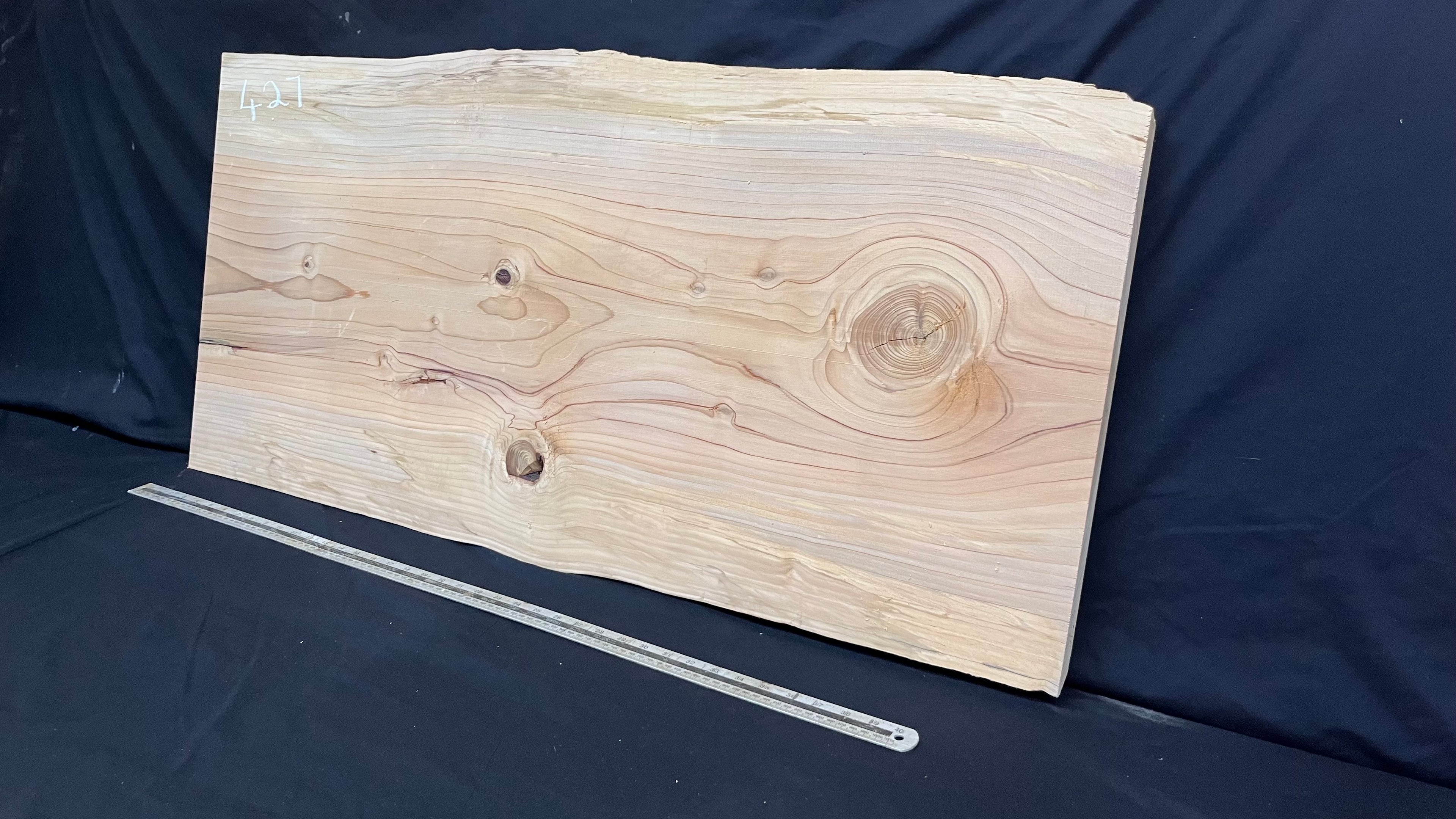 Cedar plank, timber, board. 1109 L x 533 W x 27 D mm  (427mf)