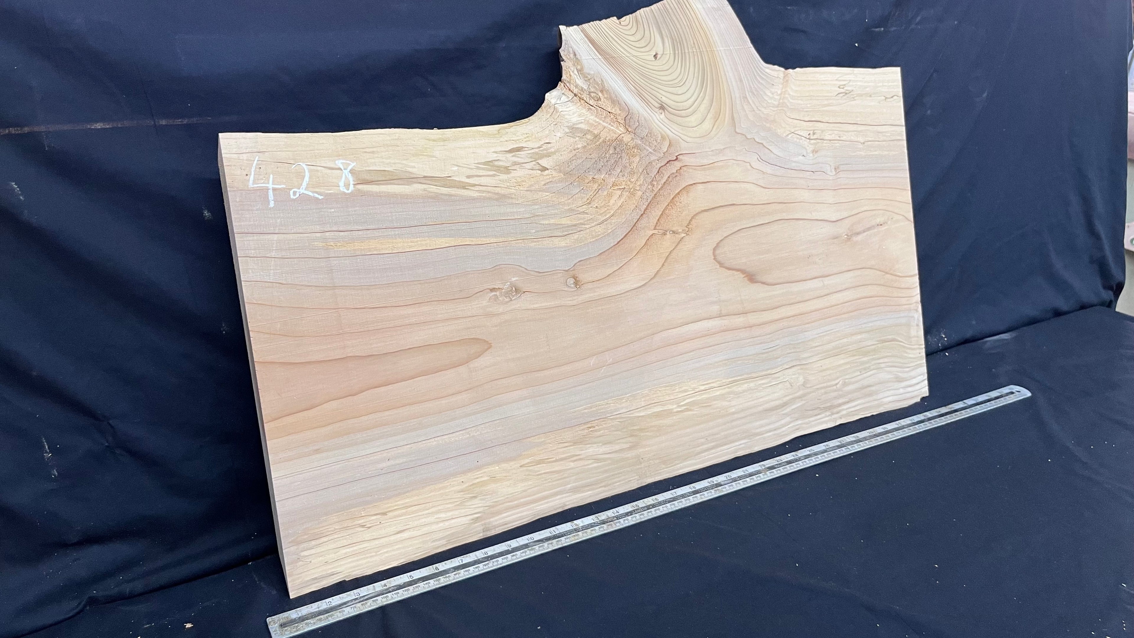 Cedar plank, timber, board. 895 L x 545 W x 26 D mm  (428mf)