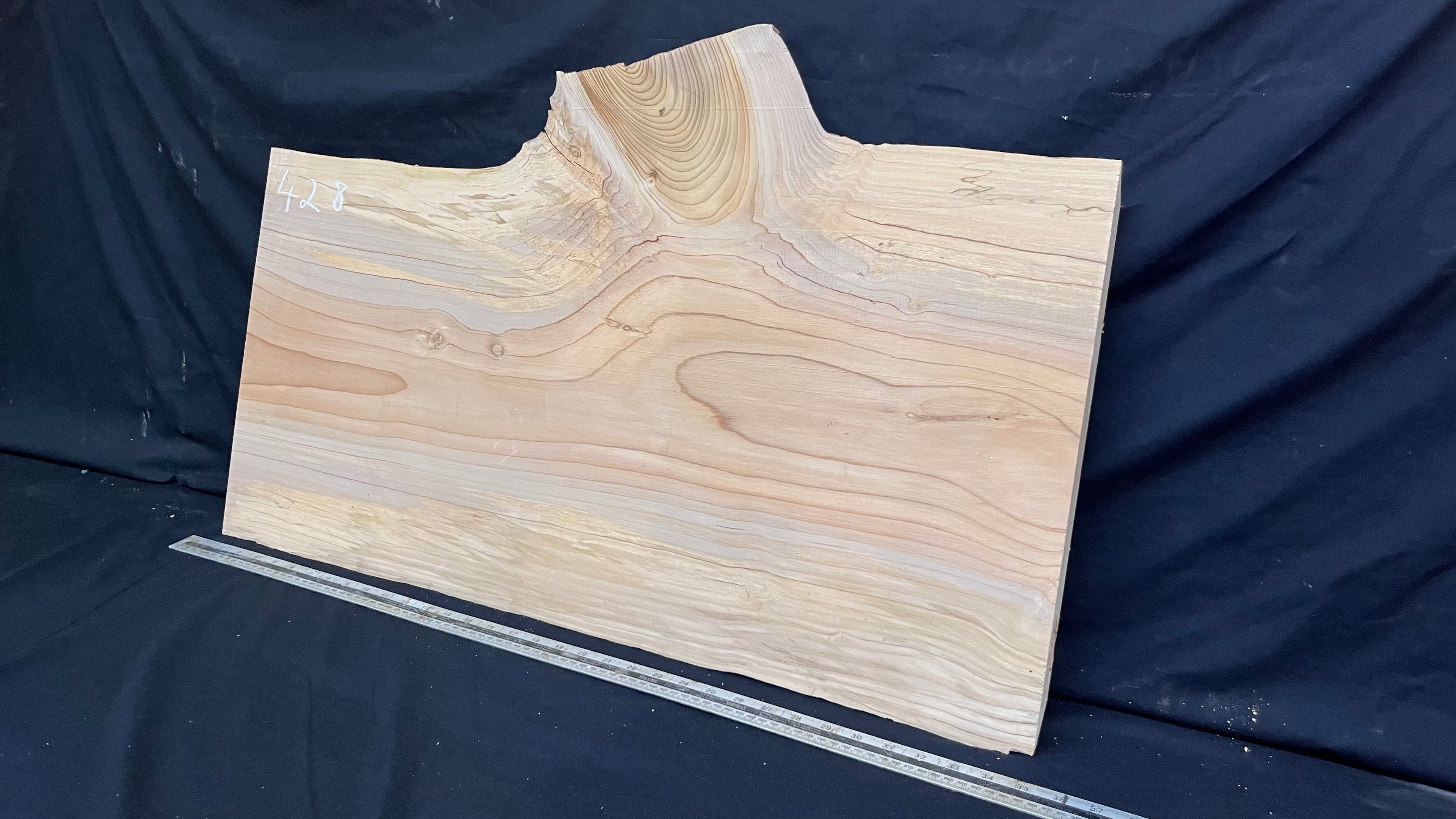 Cedar plank, timber, board. 895 L x 545 W x 26 D mm  (428mf)