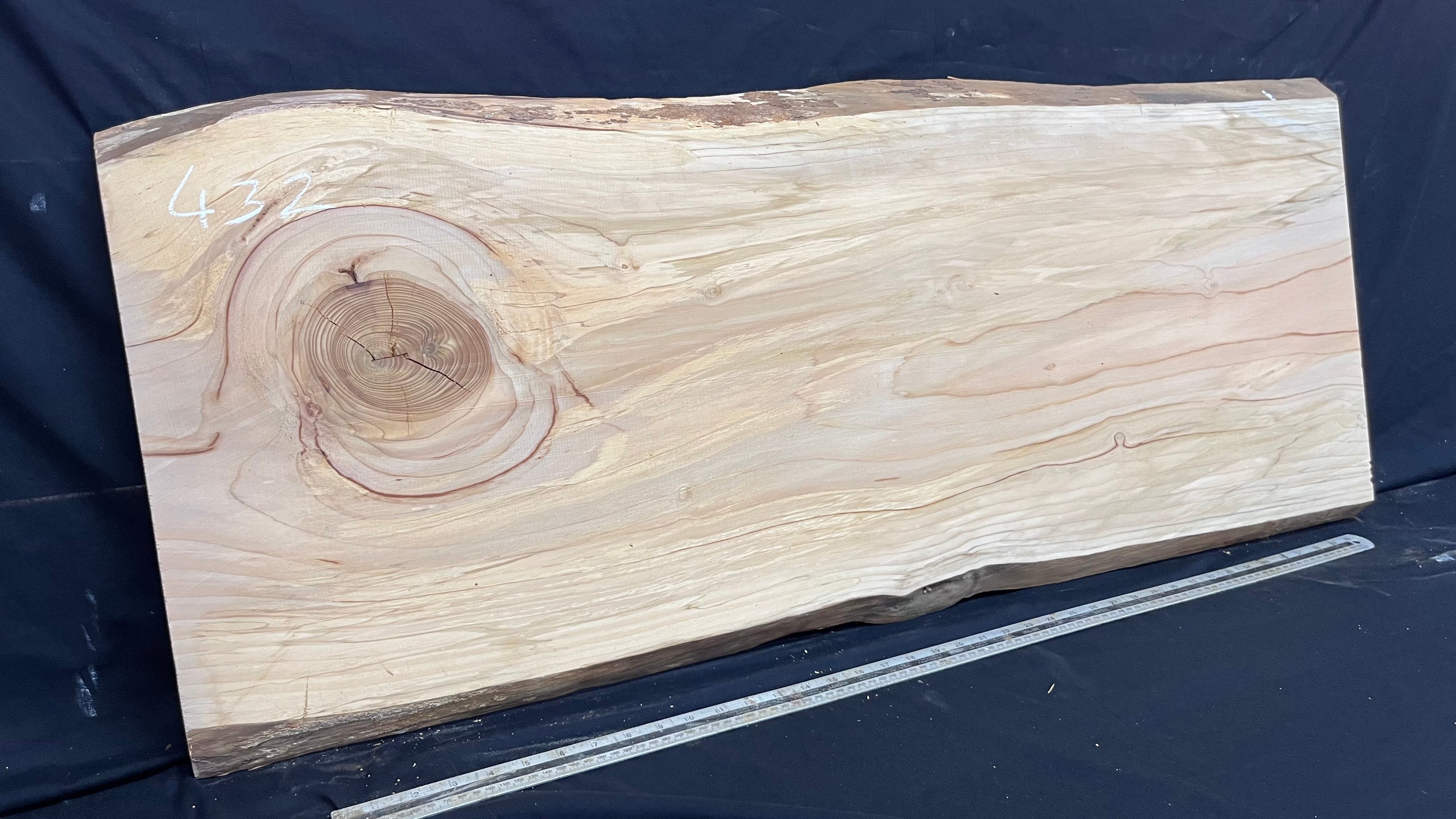 Cedar plank, timber, board. 1165 L x 404 W x 27 D mm  (431mf)