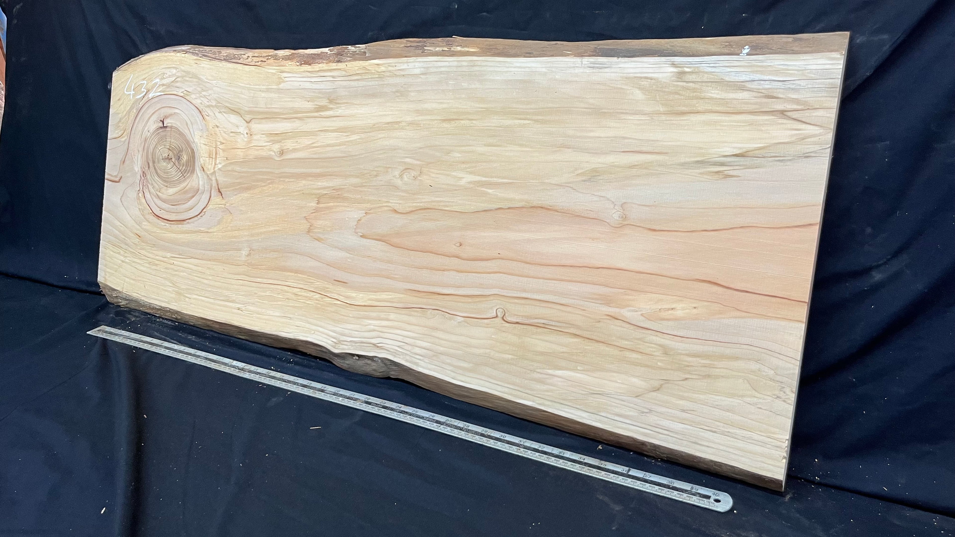 Cedar plank, timber, board. 1165 L x 404 W x 27 D mm  (431mf)