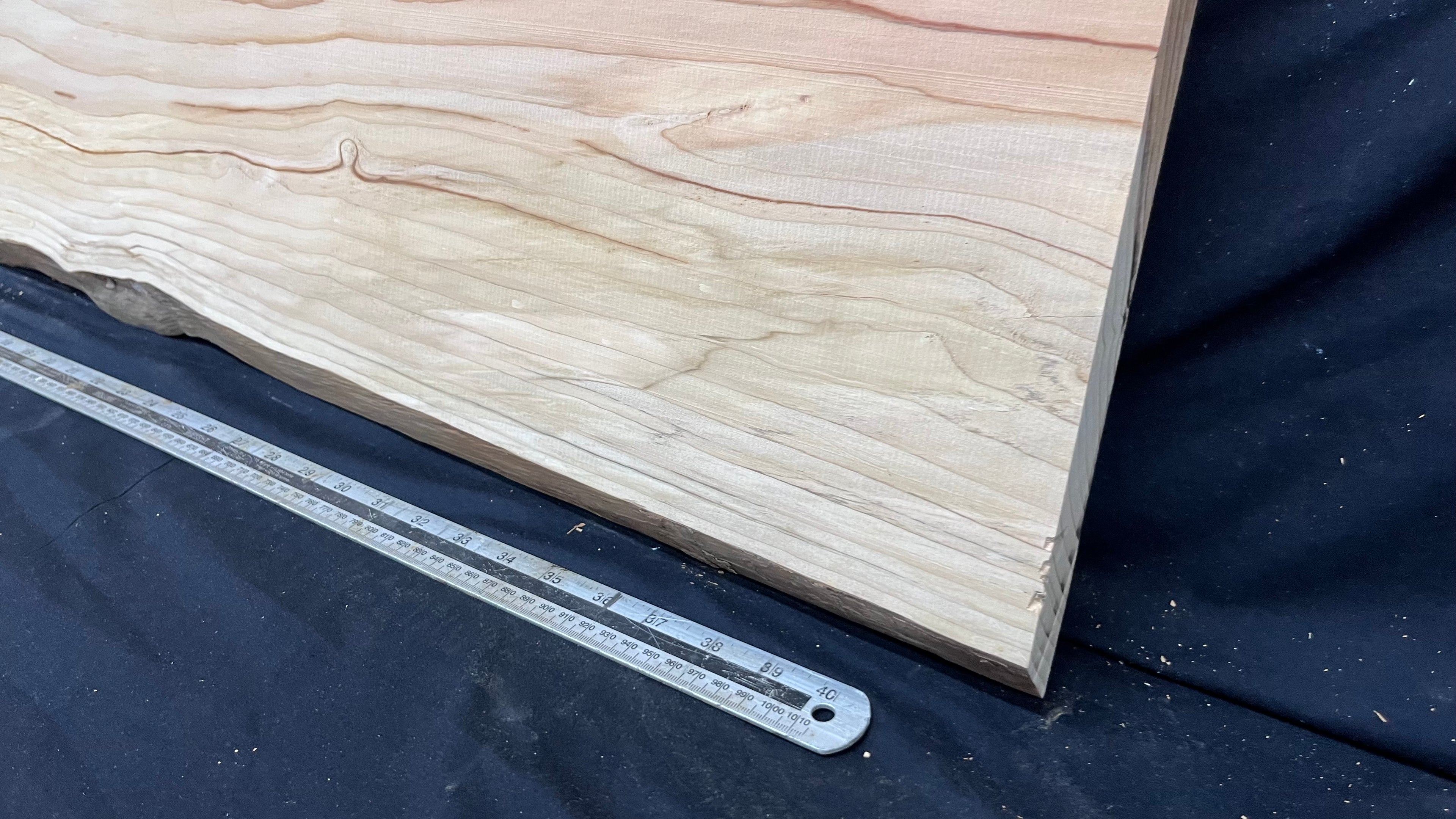 Cedar plank, timber, board. 1165 L x 404 W x 27 D mm  (431mf)