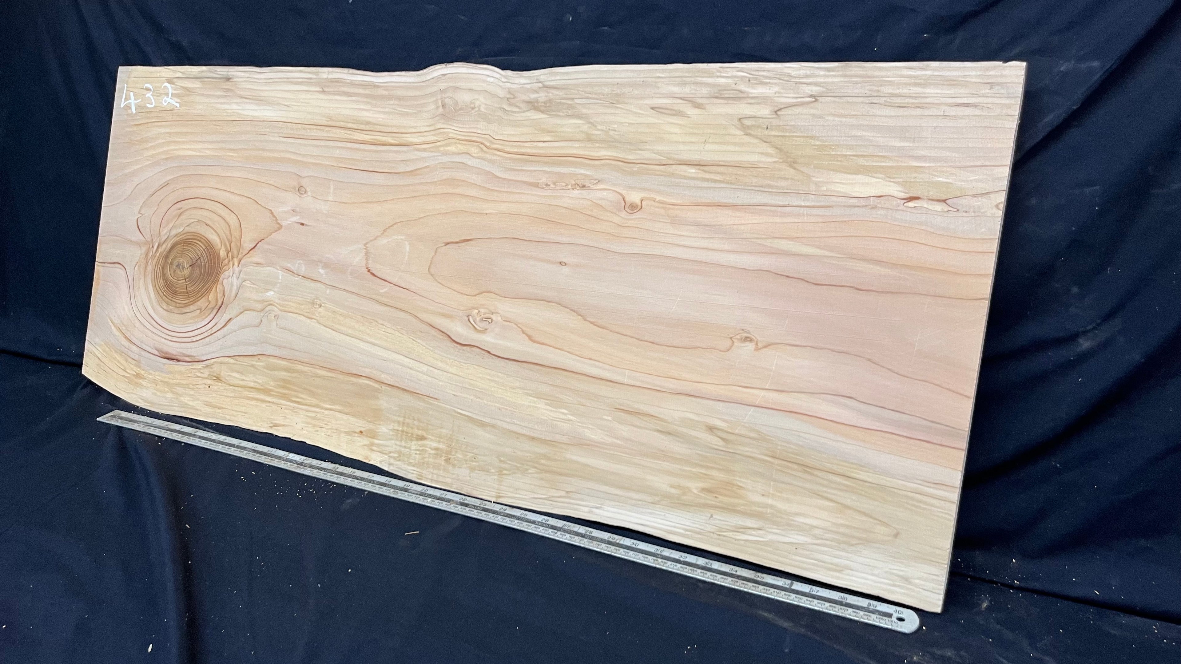 Cedar plank, timber, board. 1165 L x 404 W x 27 D mm  (431mf)