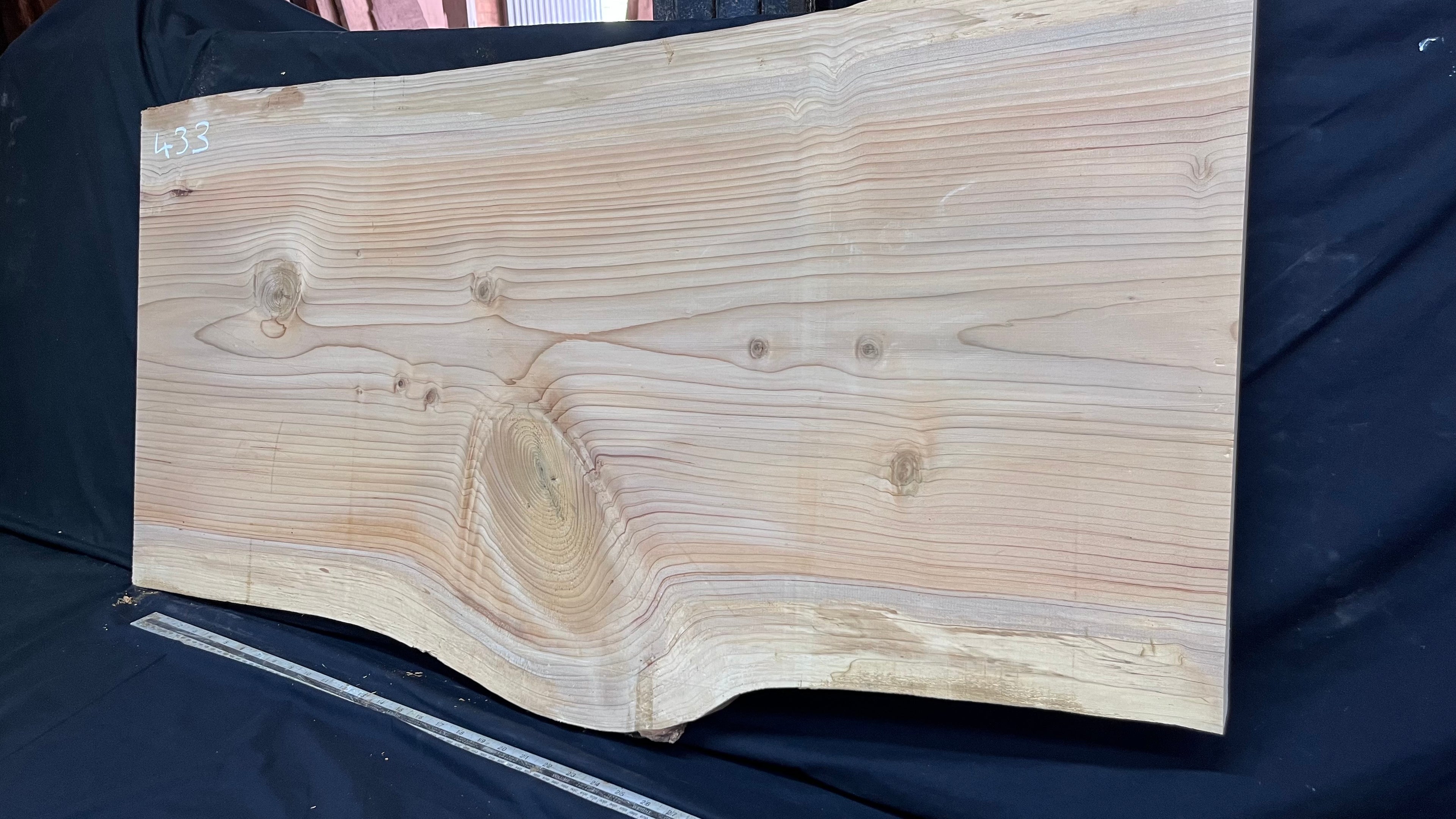 Cedar plank, timber, board. 1151 L x 475 W x 27 D mm  (432mf)