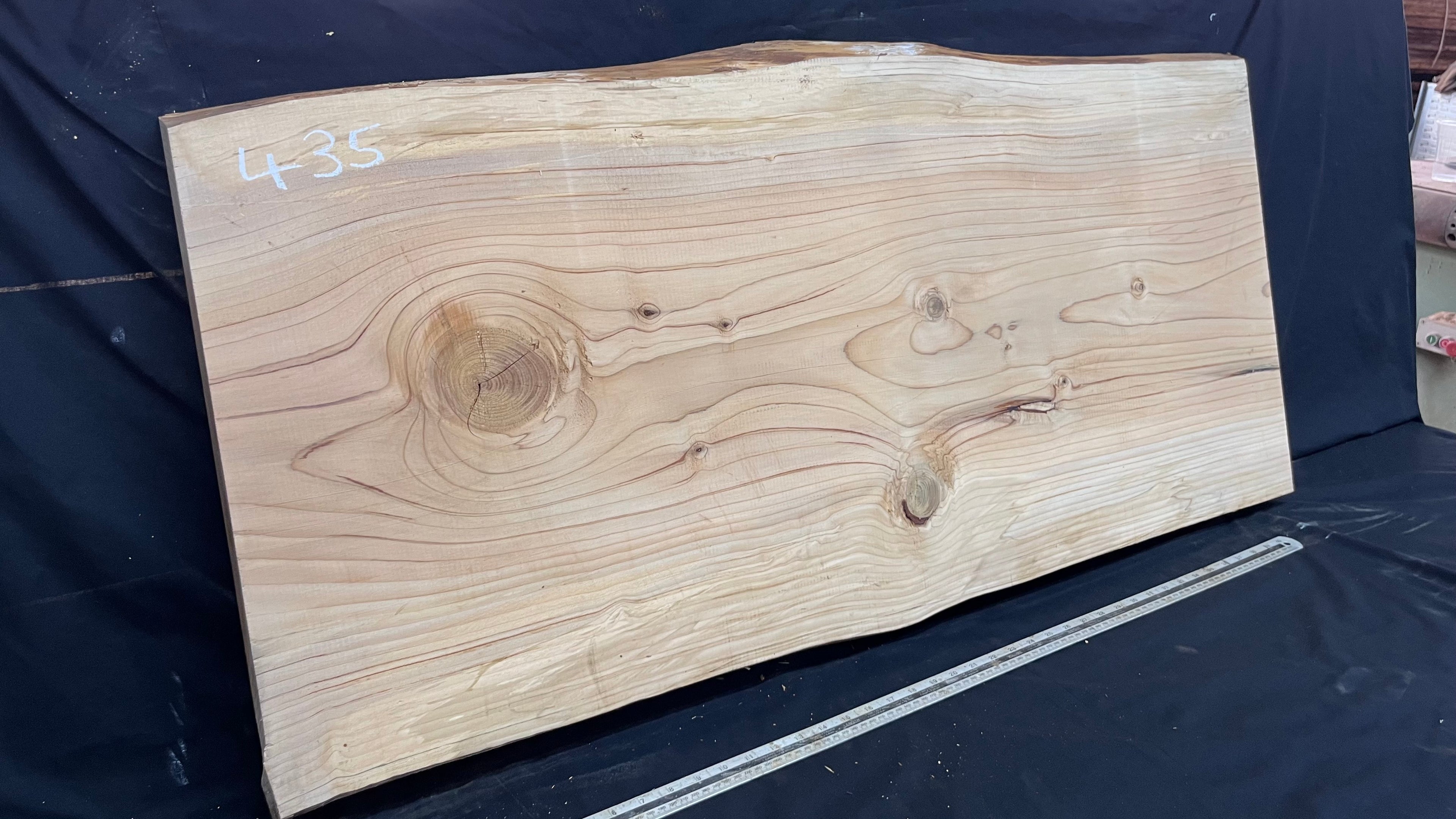 Cedar plank, timber, board, coffee table top. 1186 L x 586 W x 46 D mm  (435mf)